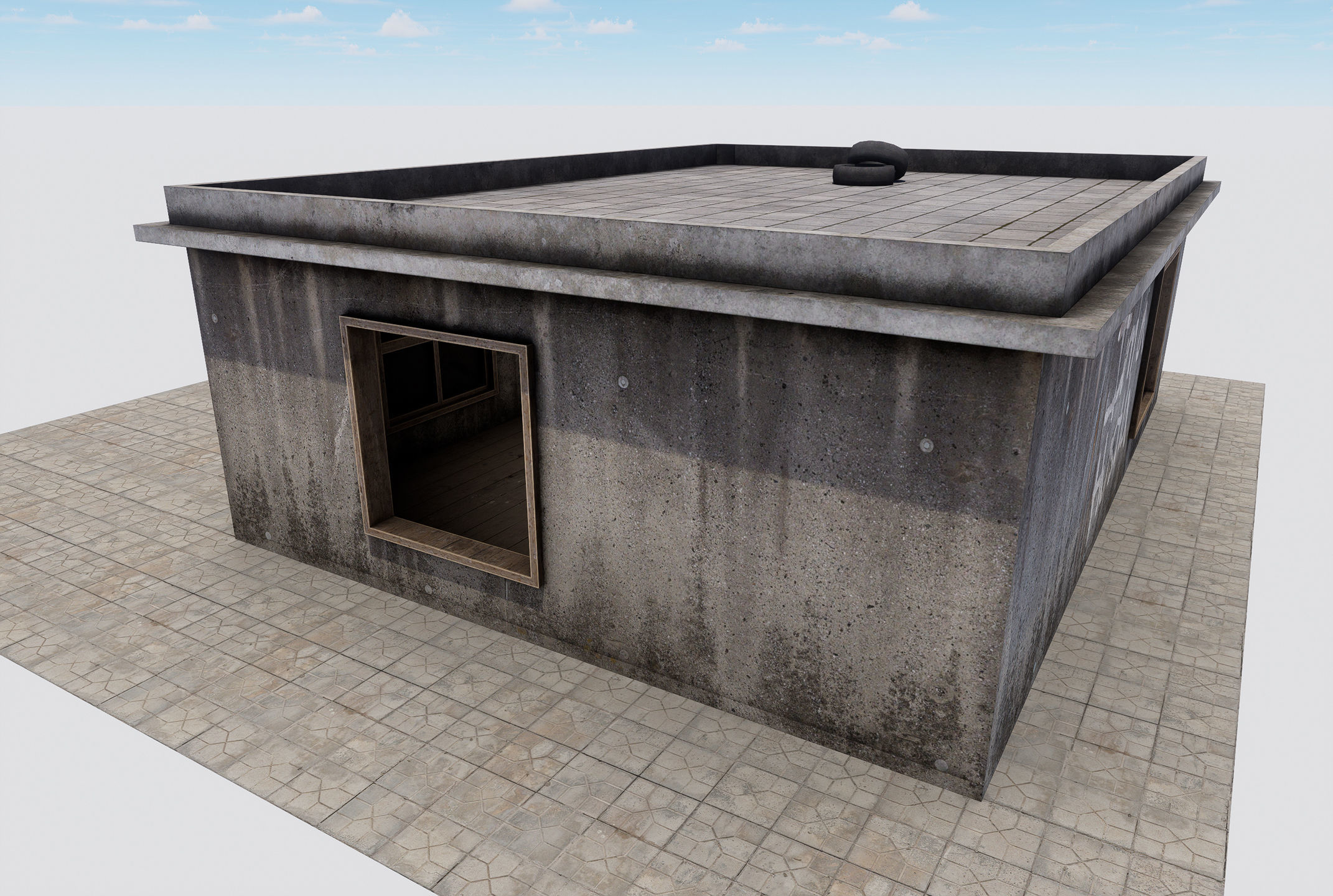 Old Building game ready  Low-poly 3D model_4