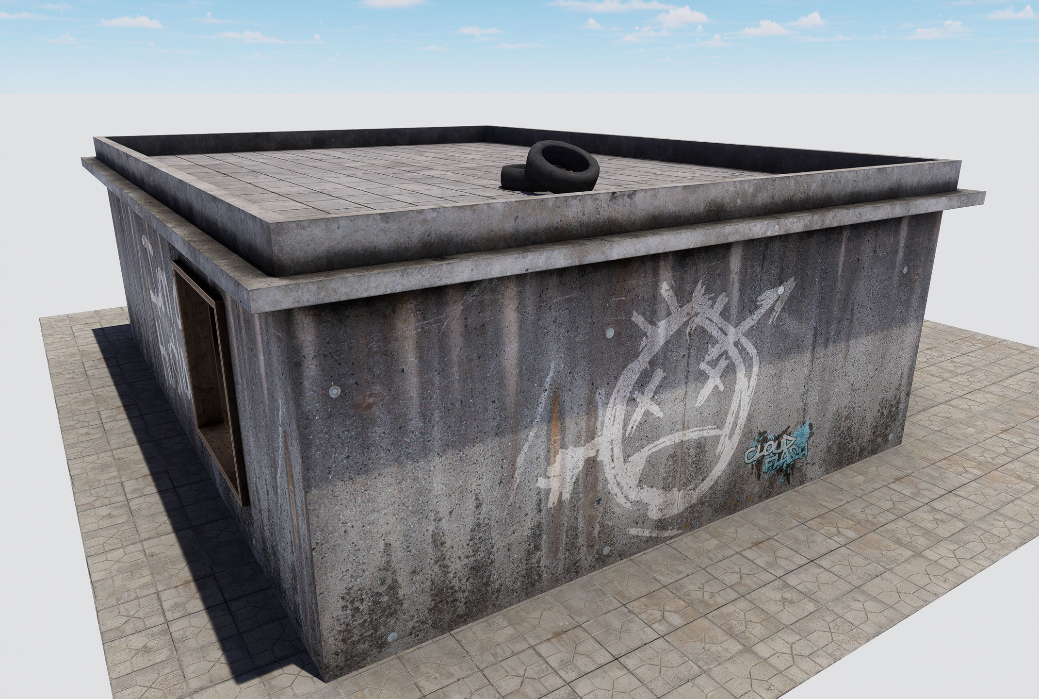 Old Building game ready  Low-poly 3D model_7