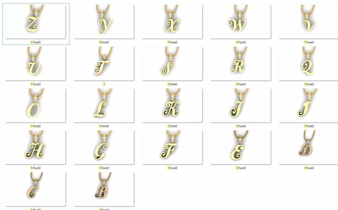 Alphabet English Letter Pendant Version 3 Album 3D print model