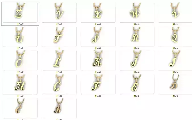 Alphabet English Letter Pendant Version 3 Album 3D print model