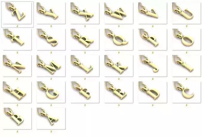 Alphabet English Version 4 Light Font Gold Pendant Album