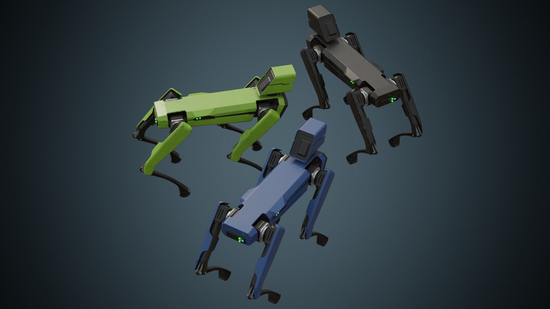 Robot Dog 1B Low-poly 3D model_1