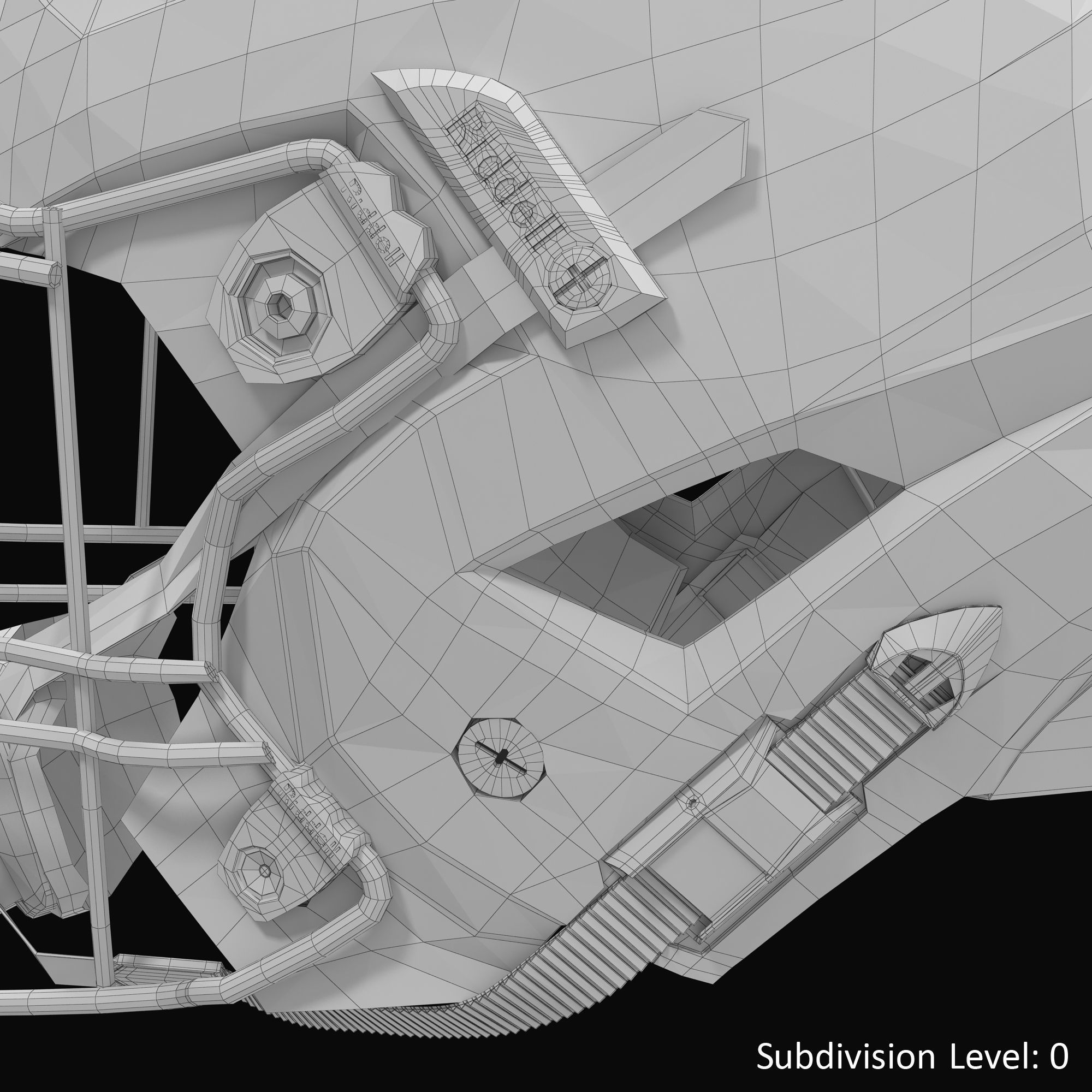 Riddel Speedflex Helmet Gray Matte Low-poly 3D model_19