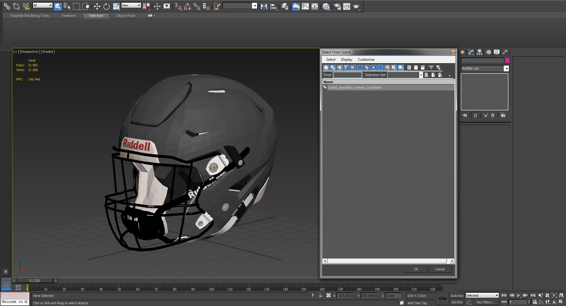Riddel Speedflex Helmet Gray Matte Low-poly 3D model_27