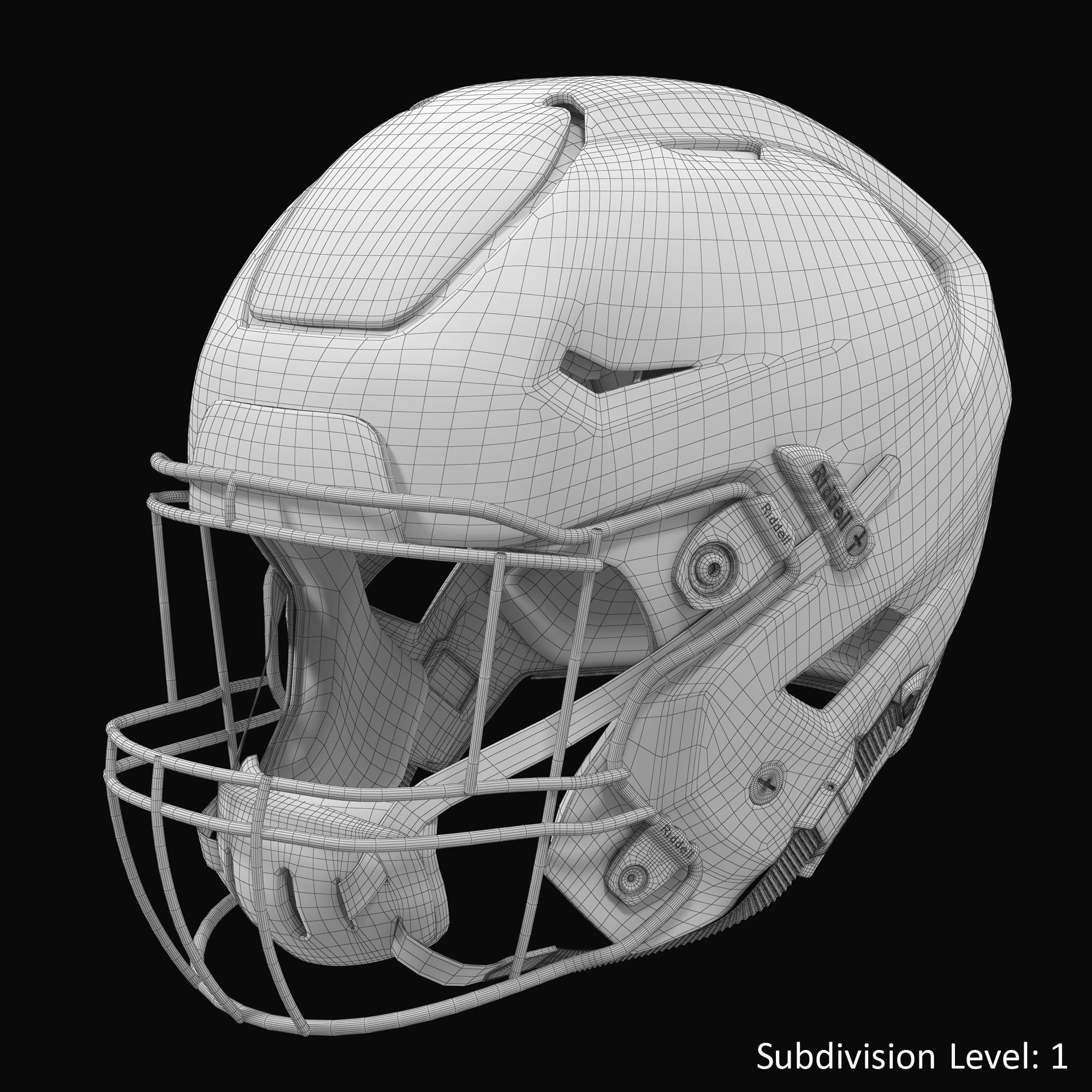 Riddel Speedflex Helmet Gray Matte Low-poly 3D model_2