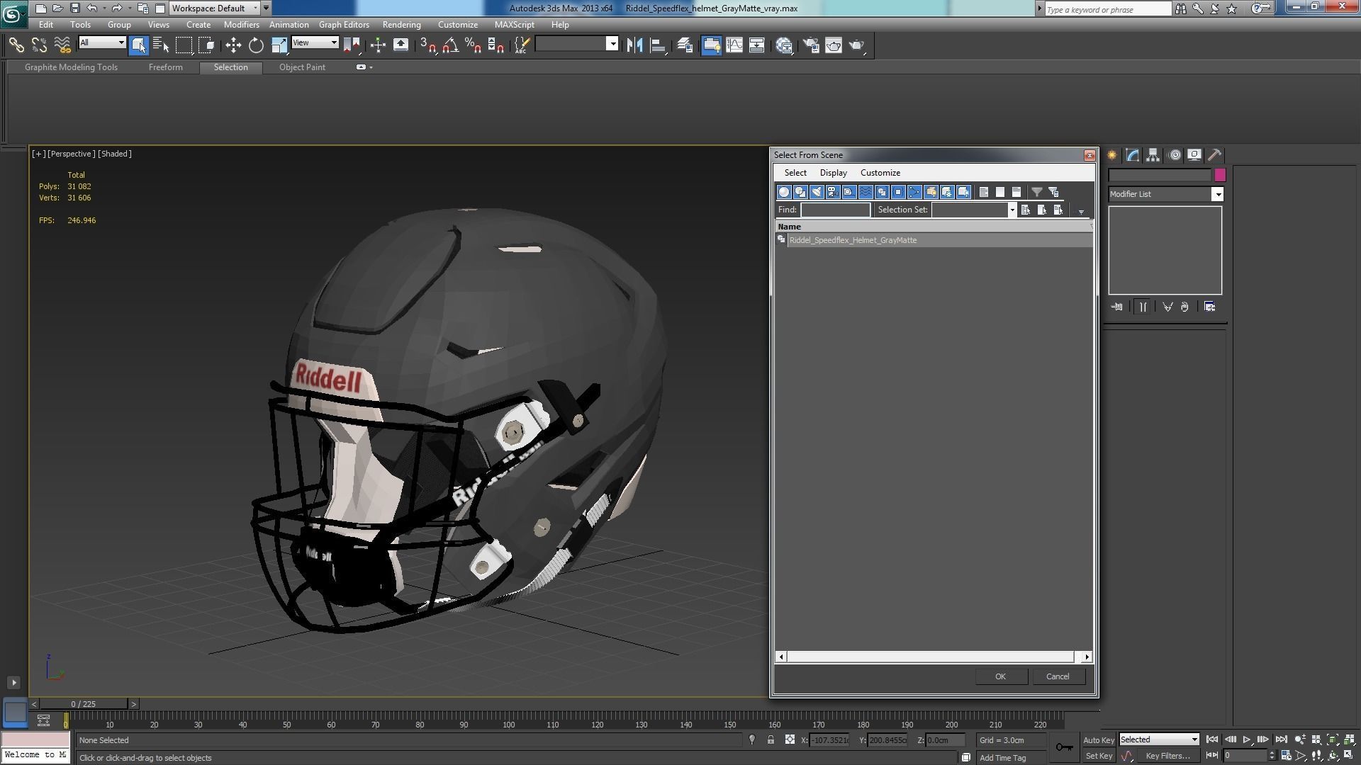 Riddel Speedflex Helmet Gray Matte Low-poly 3D model_28