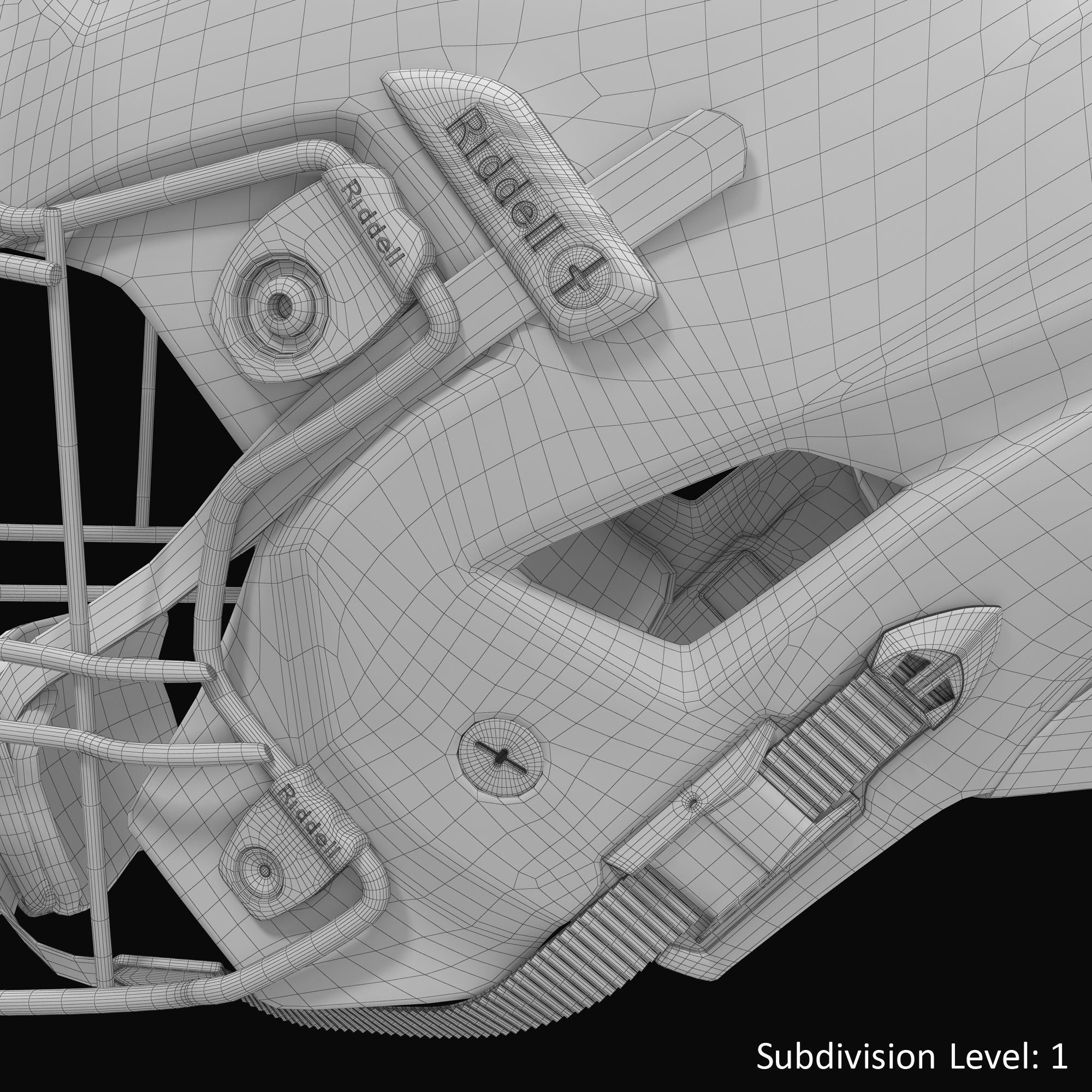 Riddel Speedflex Helmet Gray Matte Low-poly 3D model_20