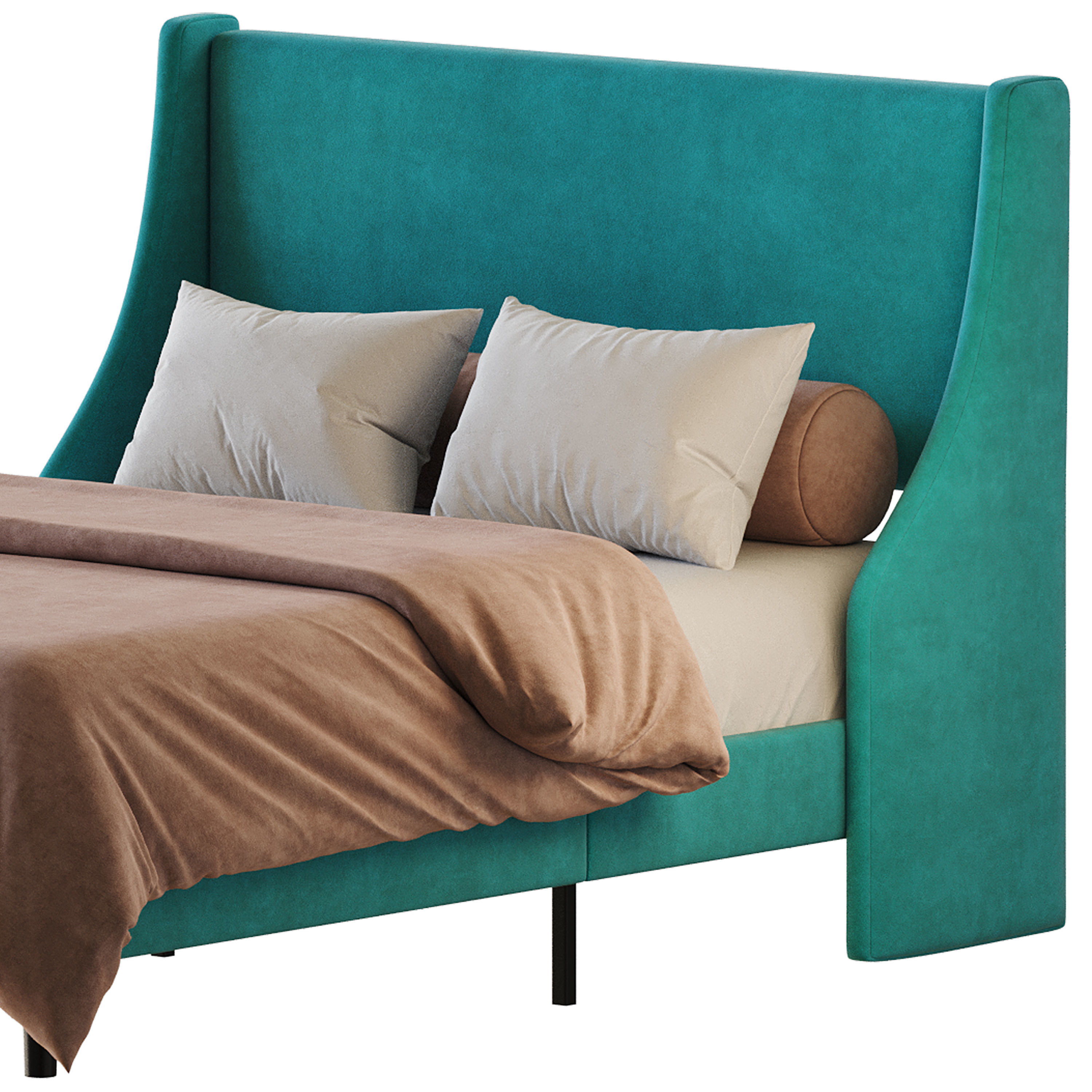 Amolife Upholstered Bed 3D model_4