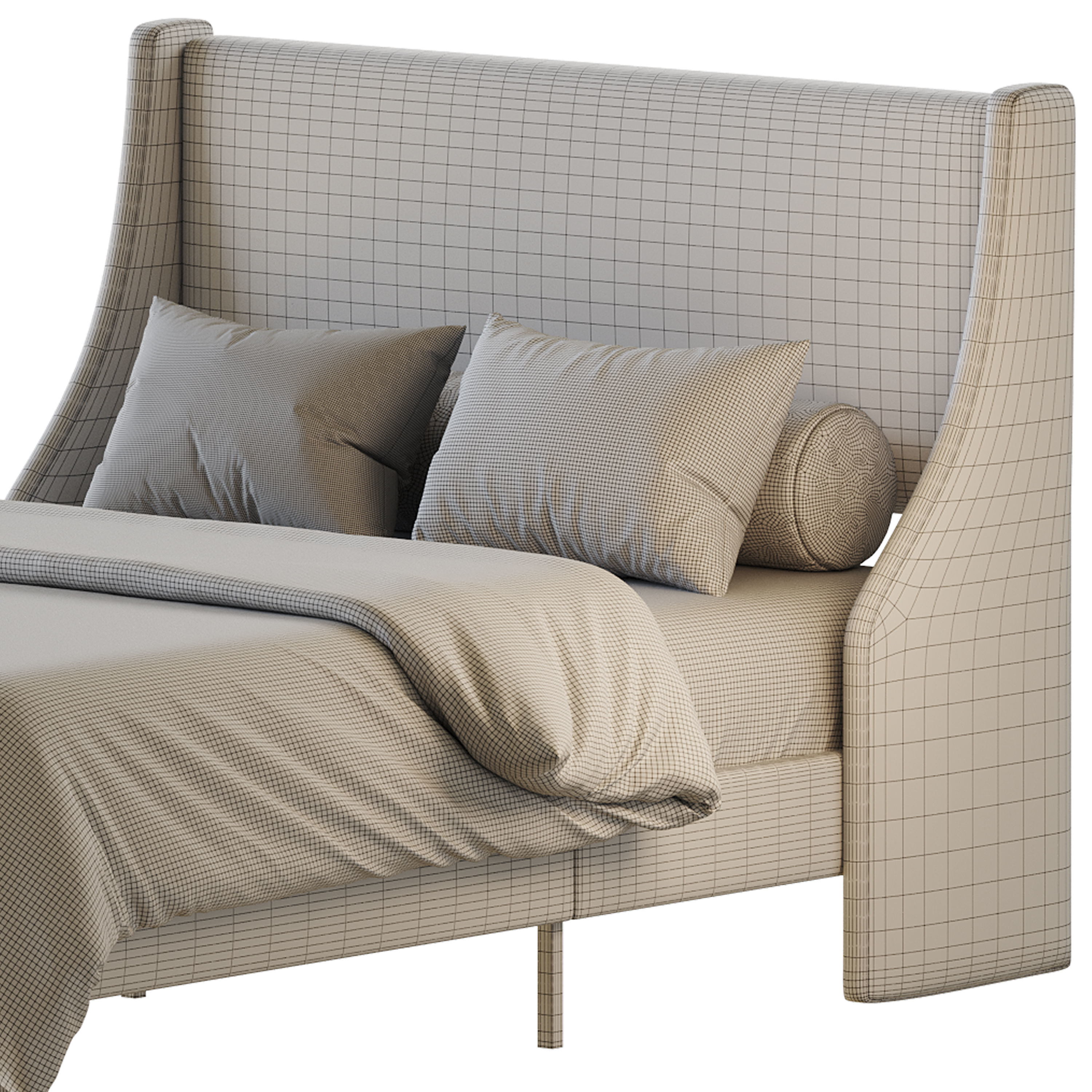 Amolife Upholstered Bed 3D model_17