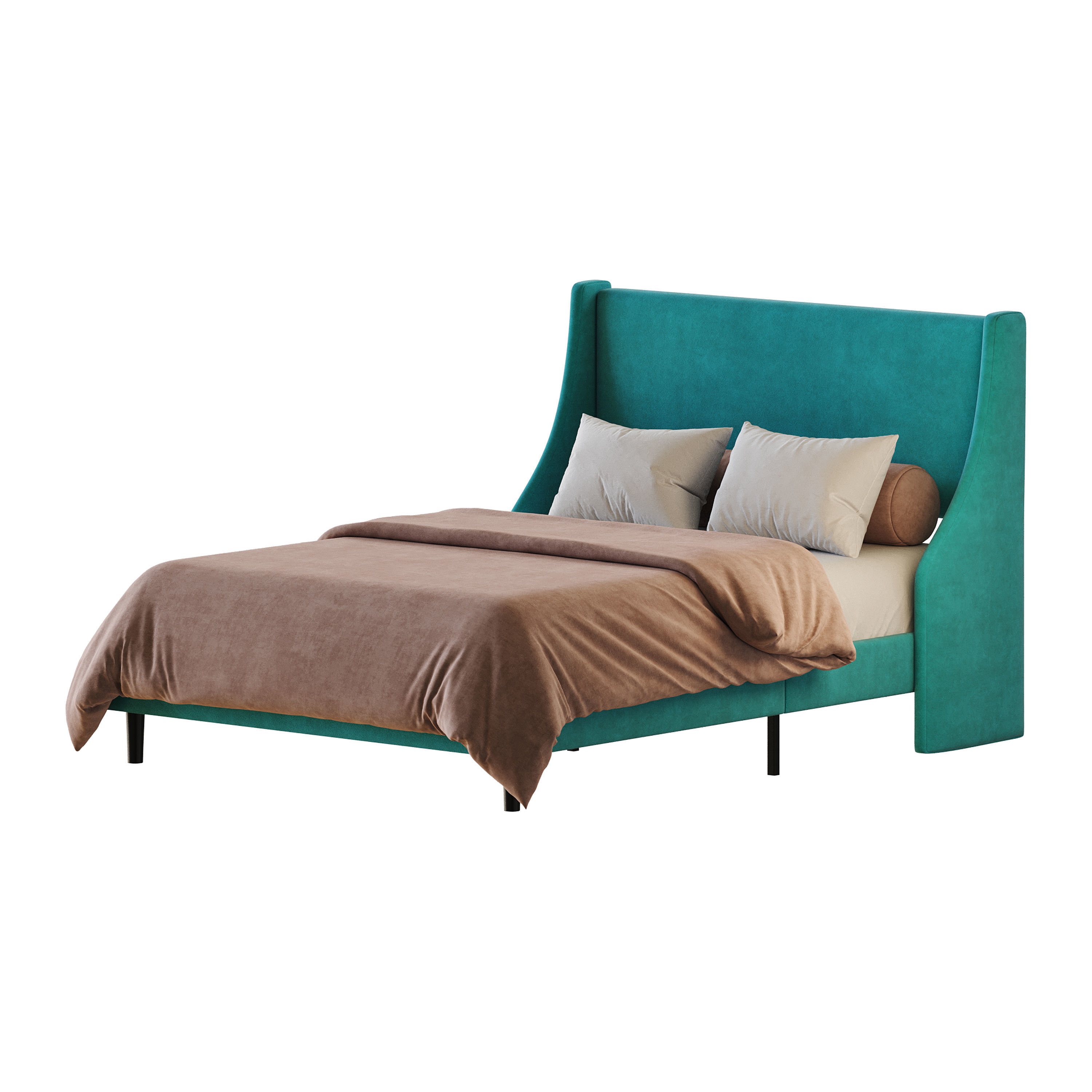 Amolife Upholstered Bed 3D model_3
