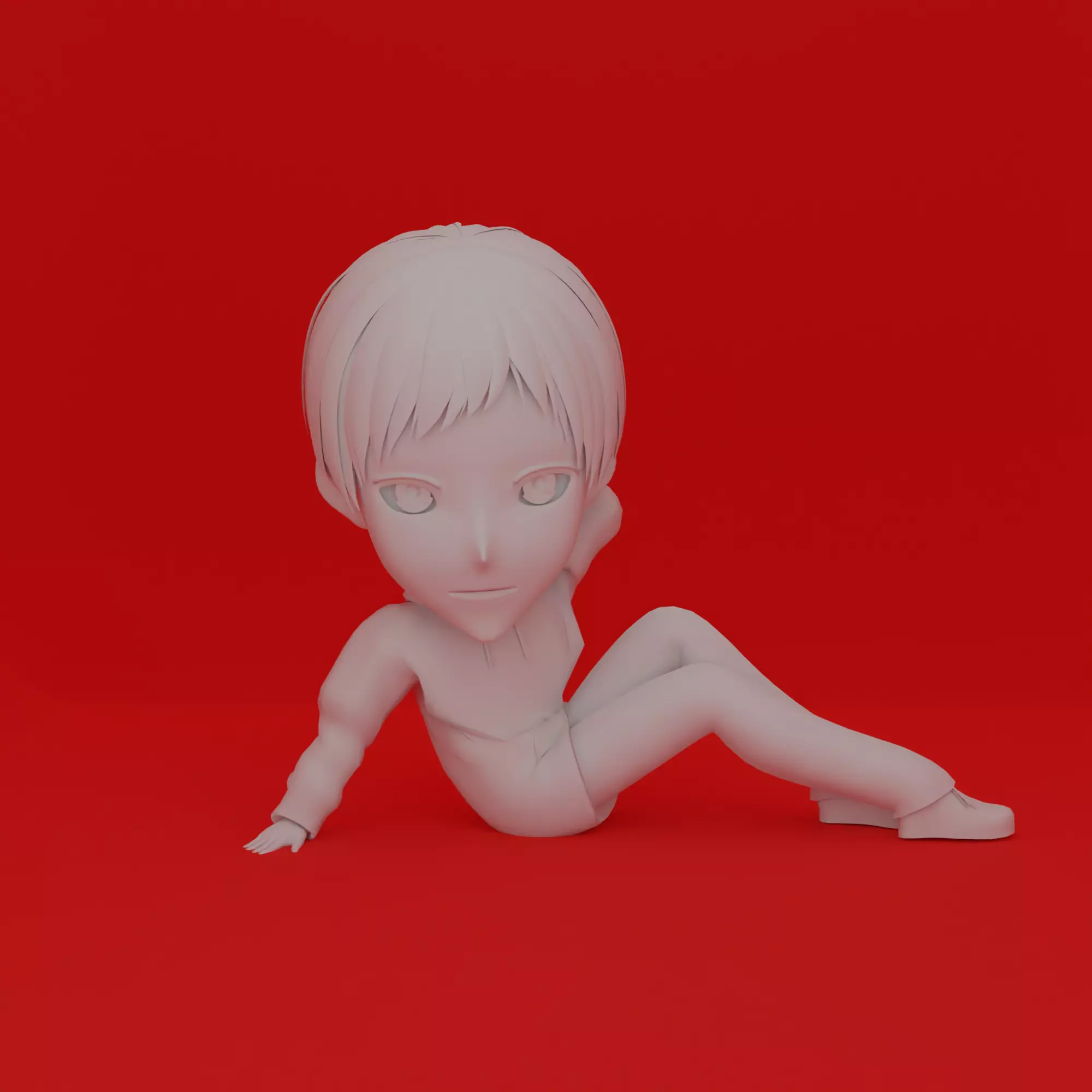 Cartoon Character Boy Sit Pose 3D print model_0