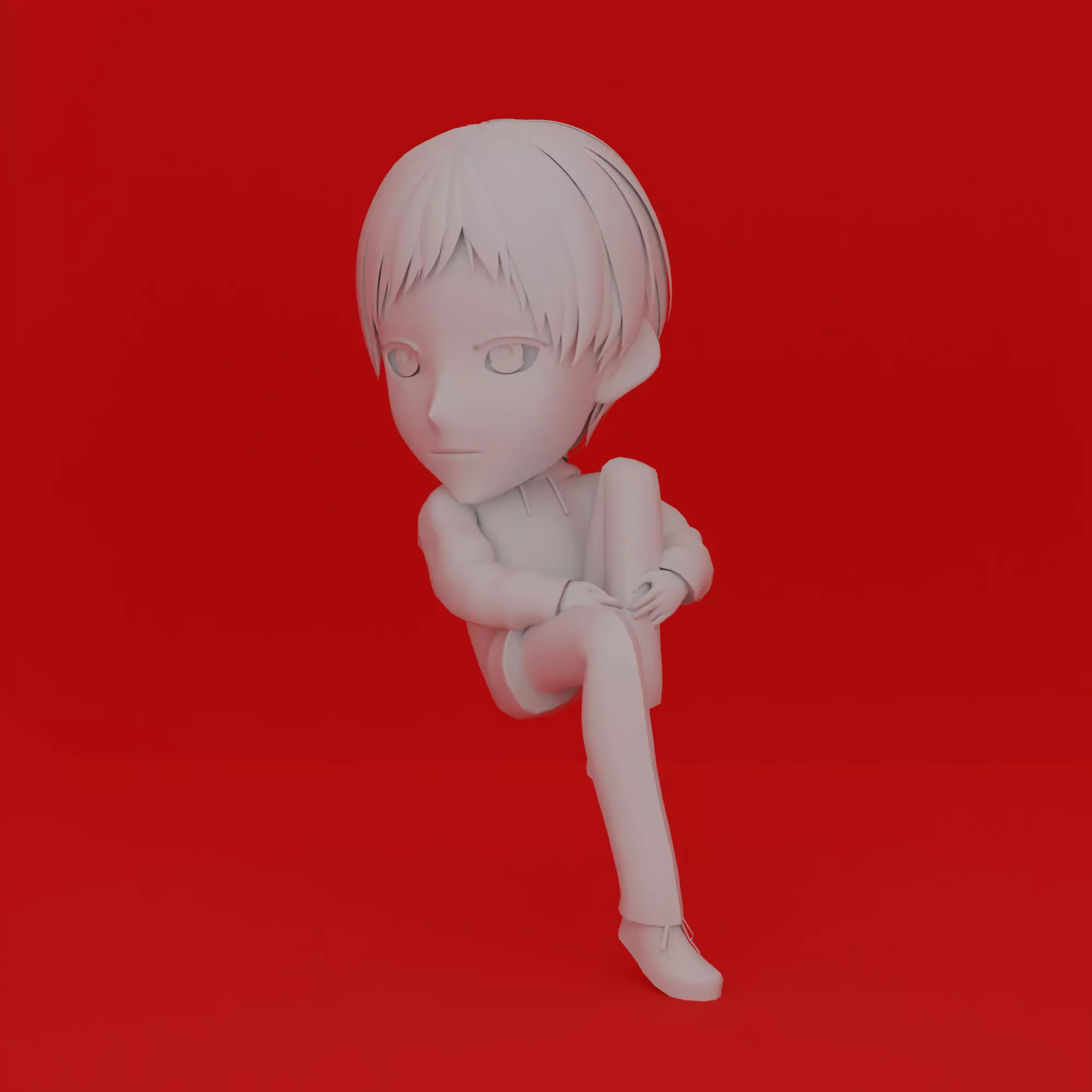 Cartoon Character Boy Sit Pose 3D print model_0