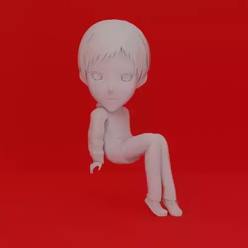 Cartoon Character Boy Sit Pose