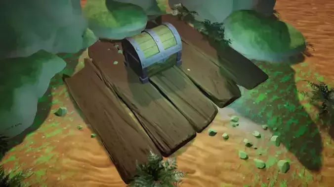 Stylized Treasure Chest Low-poly 3D model