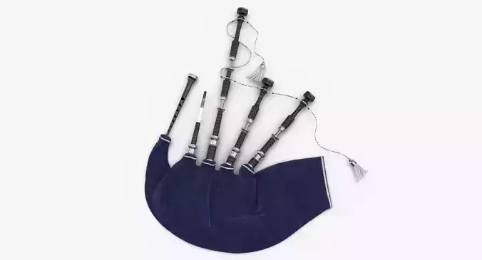 Bagpipes Blue Low-poly 3D model