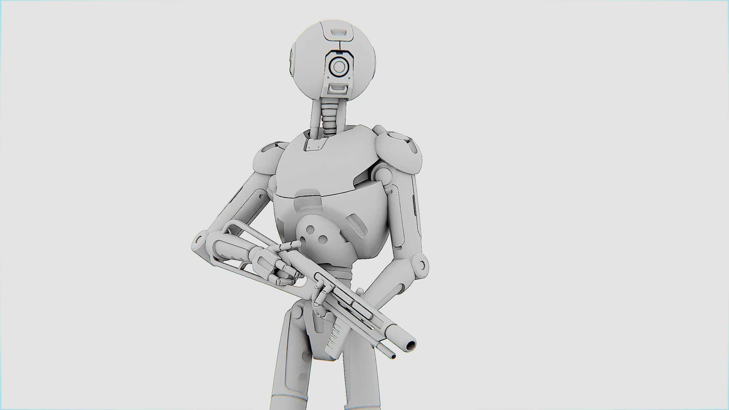 BATTLE DROID X-4000 Rigged for Unreal Engine - Unity - MIXAMO  3D model_35
