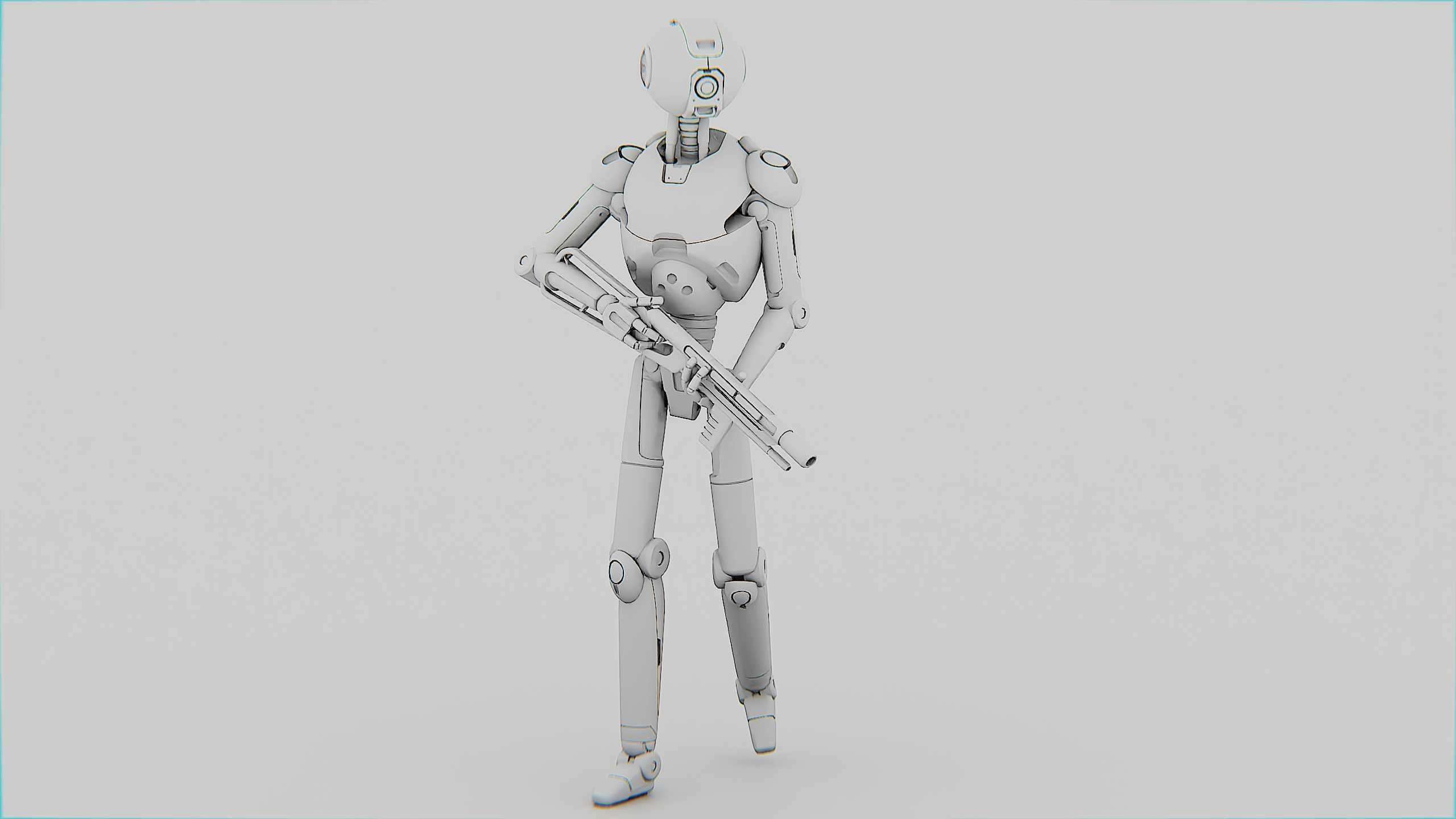 BATTLE DROID X-4000 Rigged for Unreal Engine - Unity - MIXAMO  3D model_36