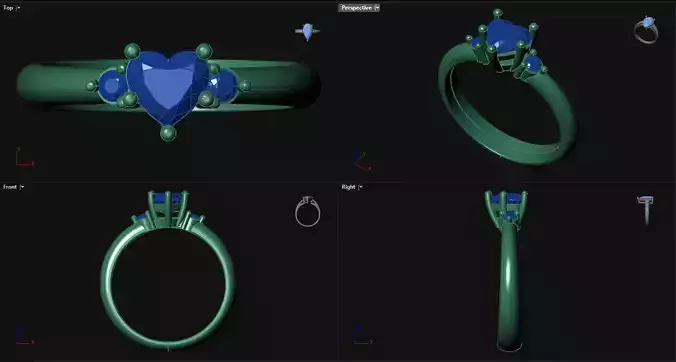Diamond Heart Engagement Ring with accent stones