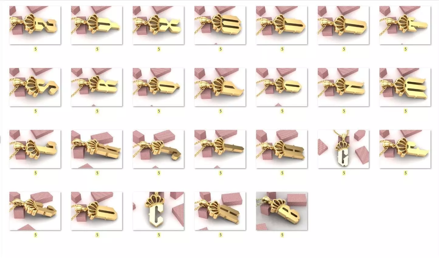 Alphabet English Version 7 Letter Pendant Album 3D print model