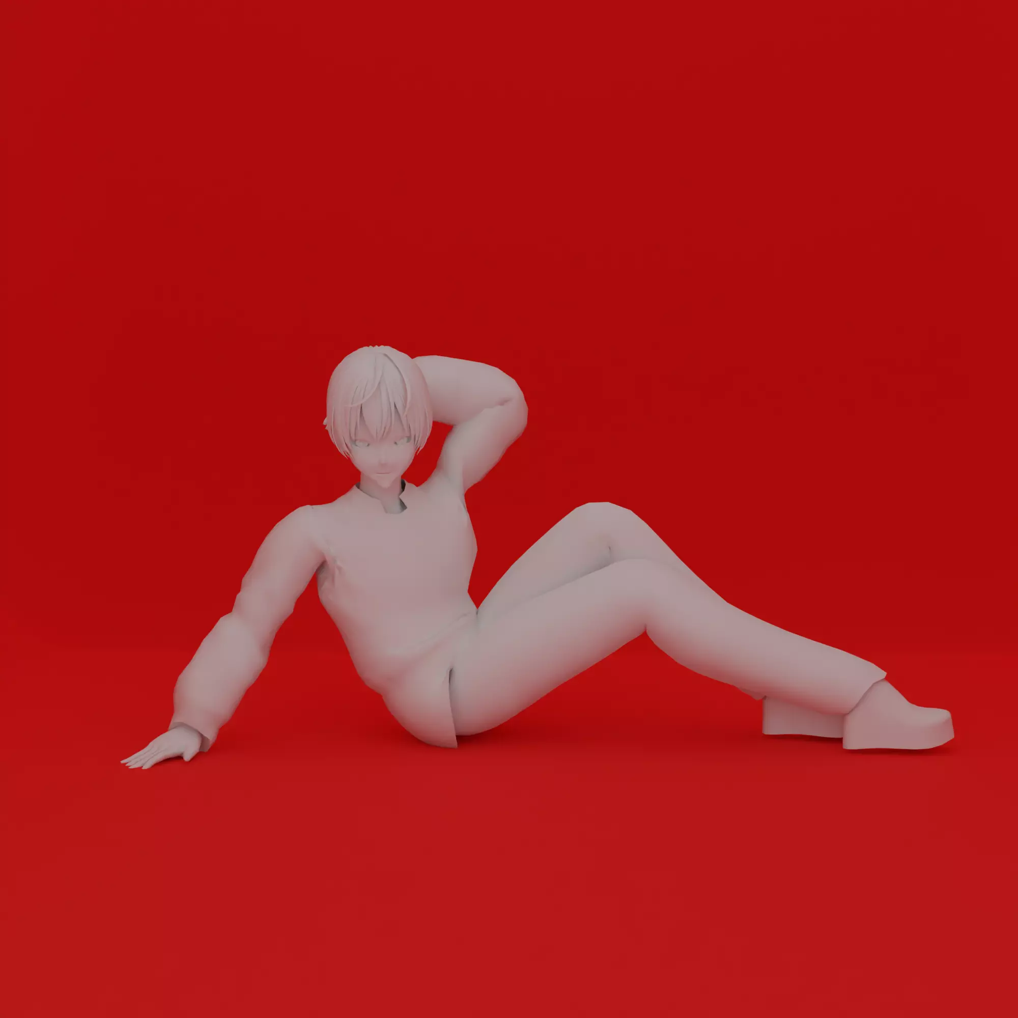 Cartoon Man Sit Pose 3D print model_0