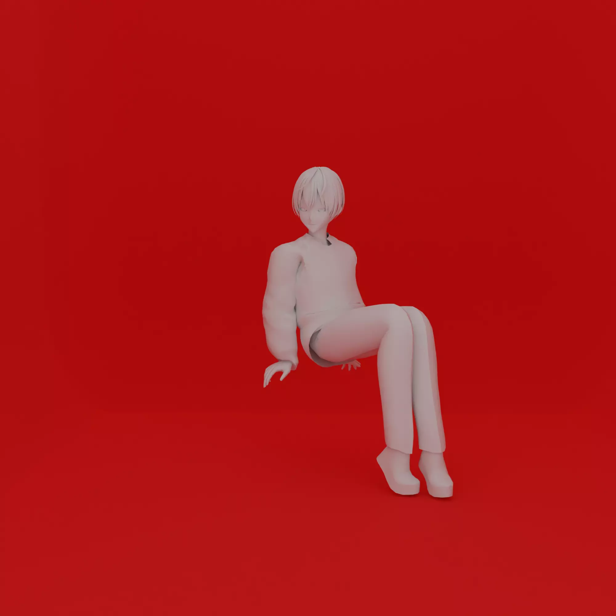 Cartoon Man Sit Pose 3D print model_0