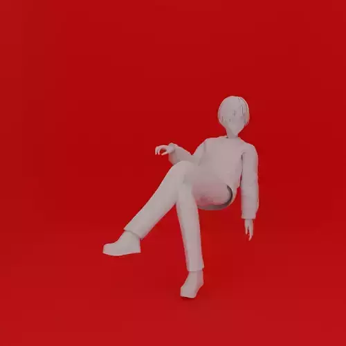 Cartoon Man Sit Pose