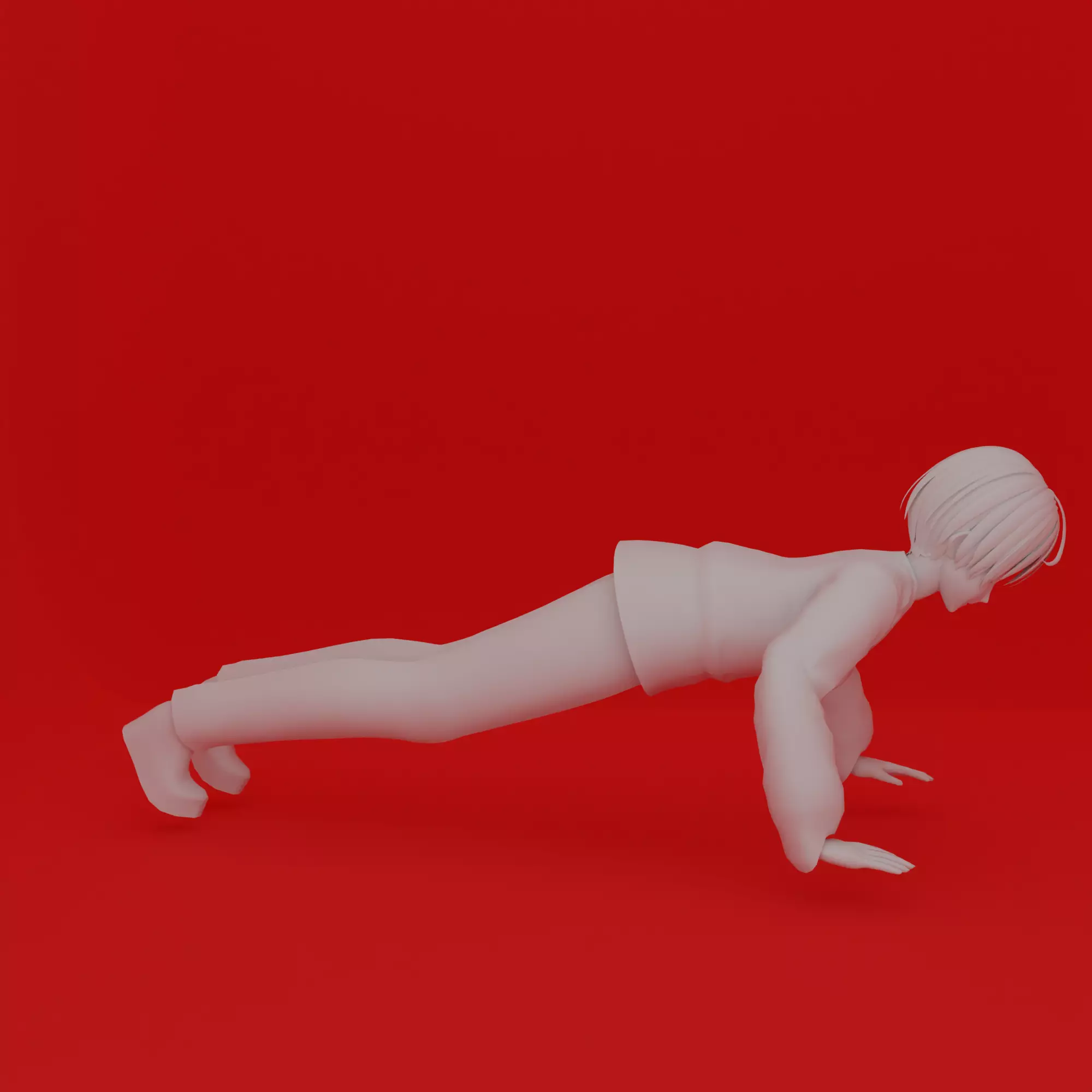 CARTOON MAN DOING PUSH-UPS POSE 3D print model_0