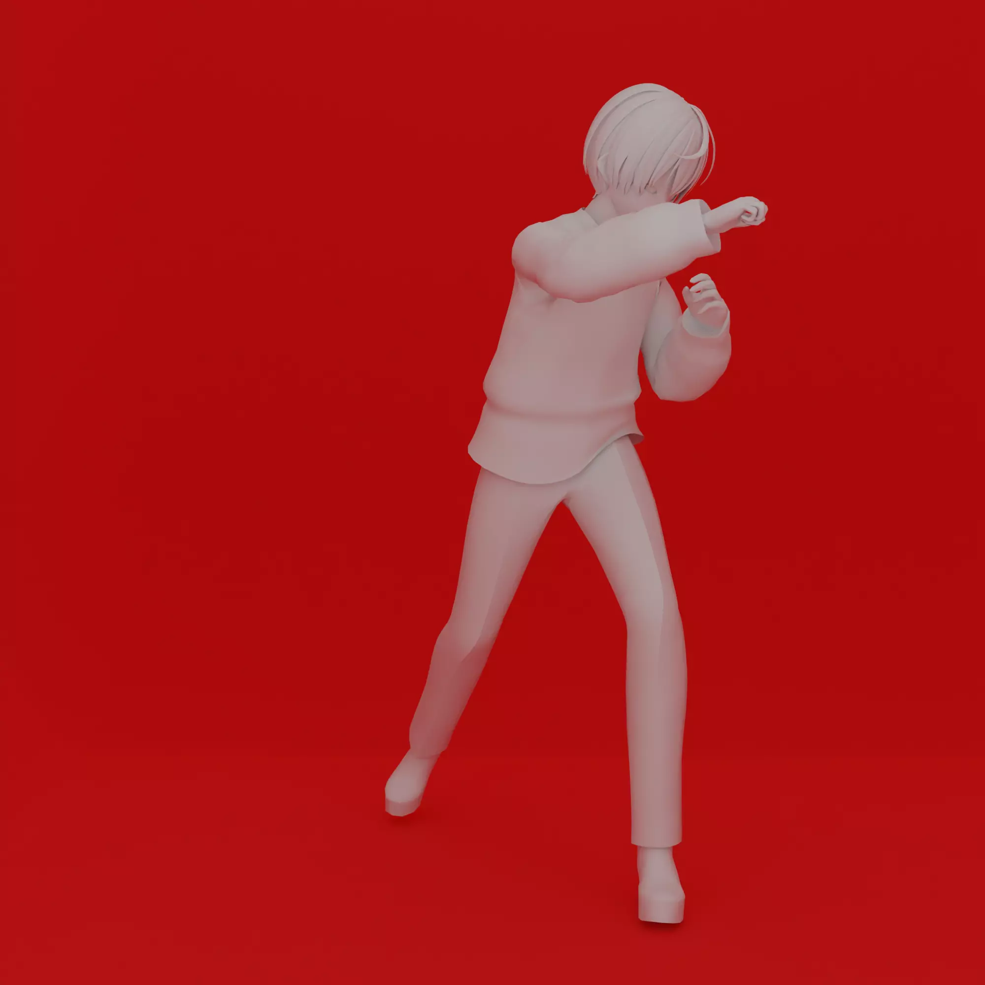 Cartoon Man Fight Pose 3D print model_0