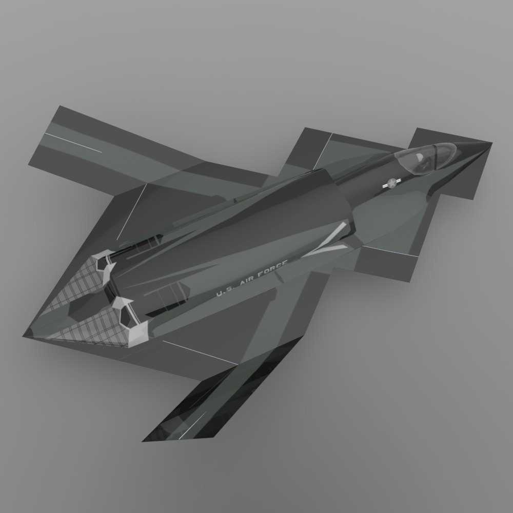 YF-23 Phantom for 3ds and obj 3D model_8