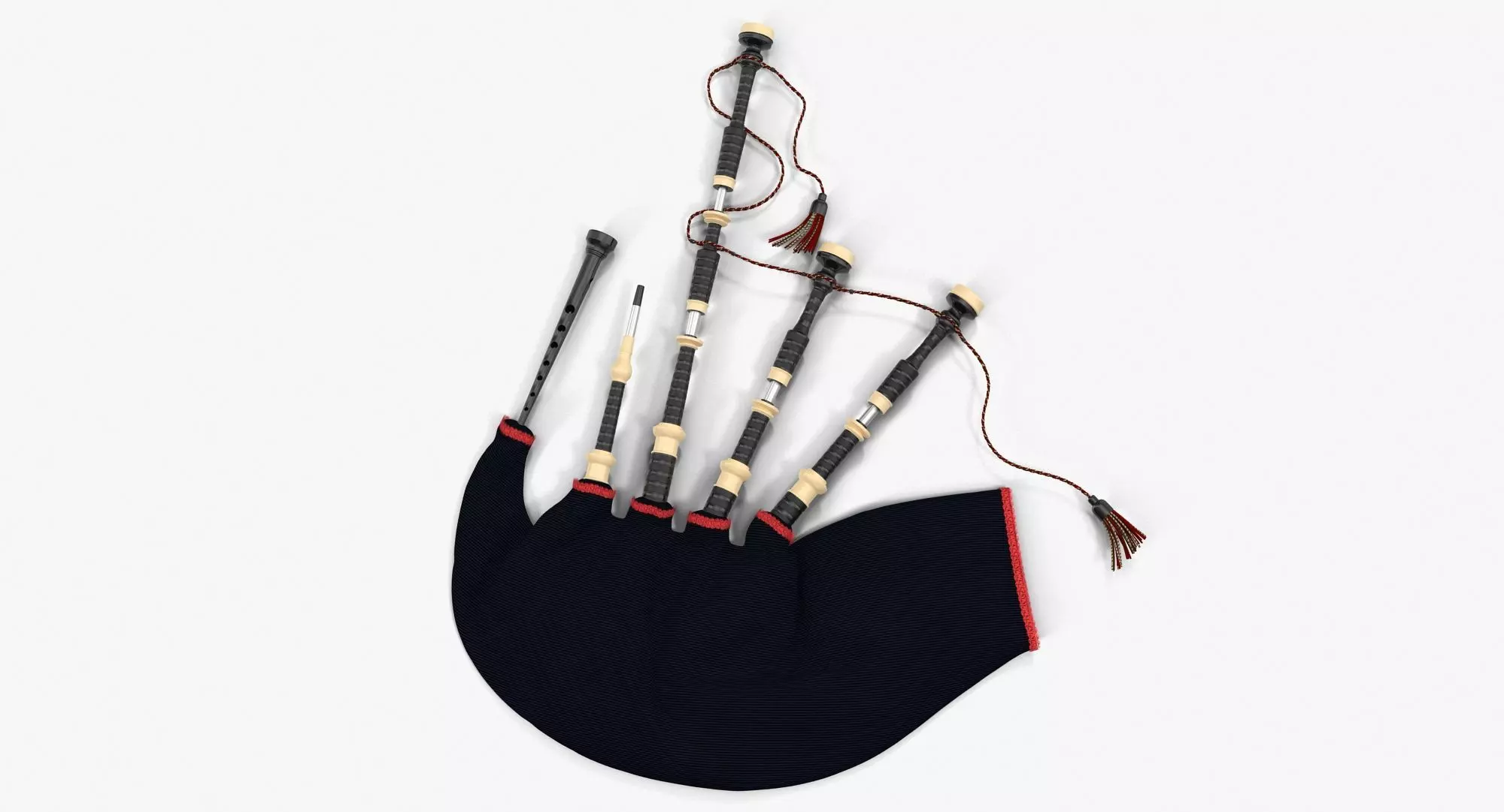 Bagpipes Velvet Black Low-poly 3D model_0