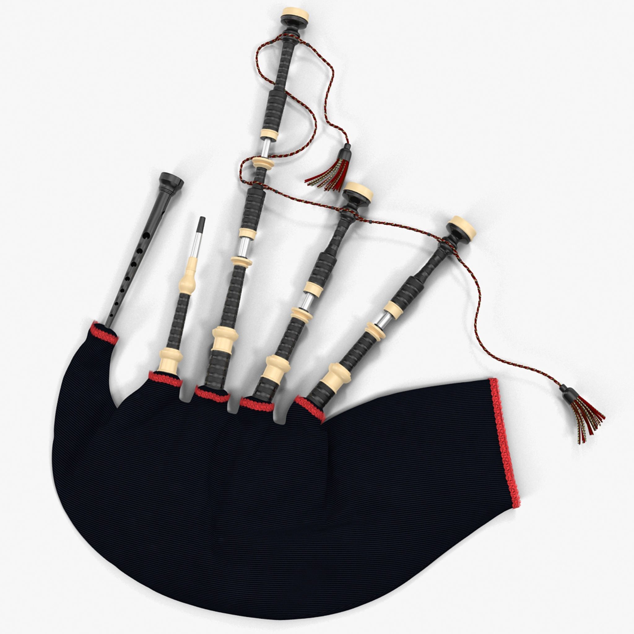 Bagpipes Velvet Black Low-poly 3D model_18