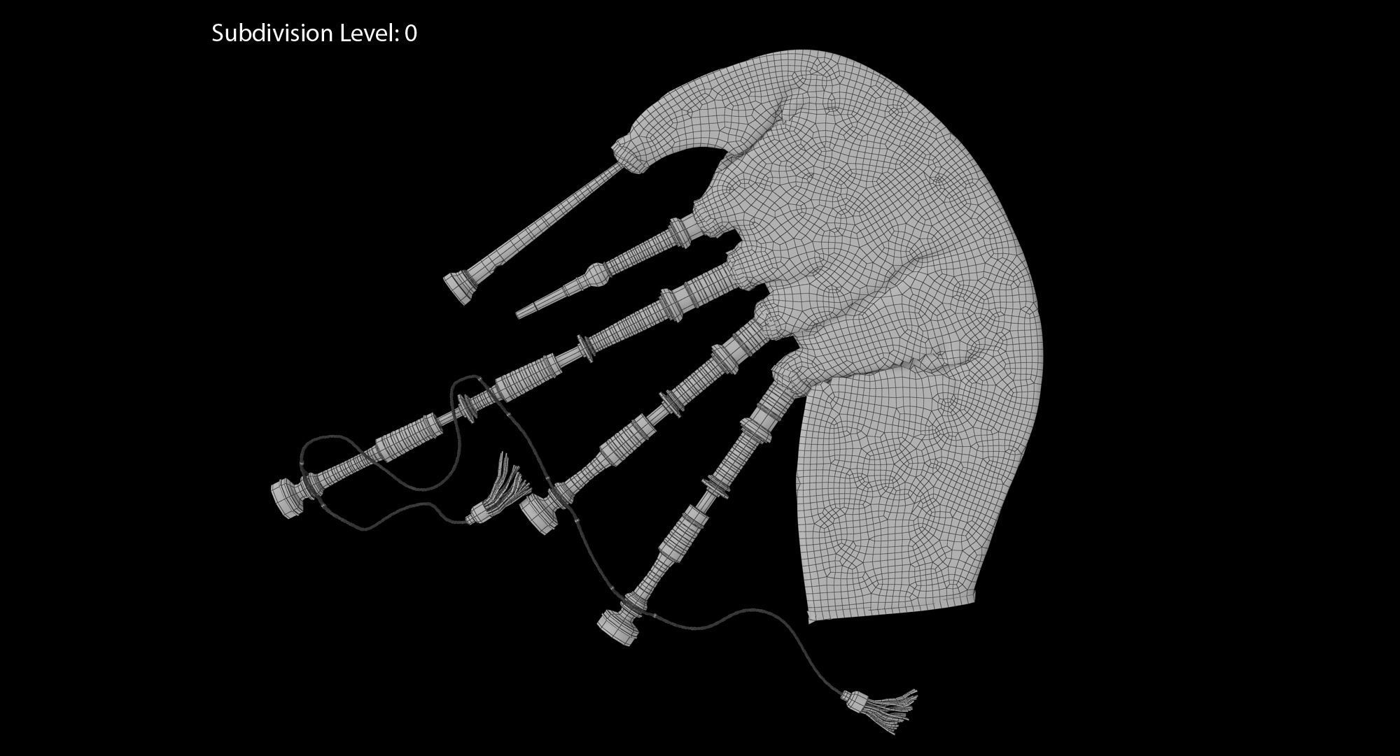 Bagpipes Velvet Black Low-poly 3D model_13