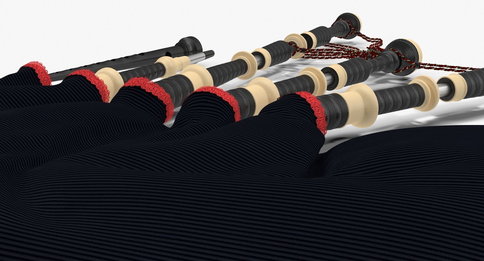 Bagpipes Velvet Black Low-poly 3D model_15