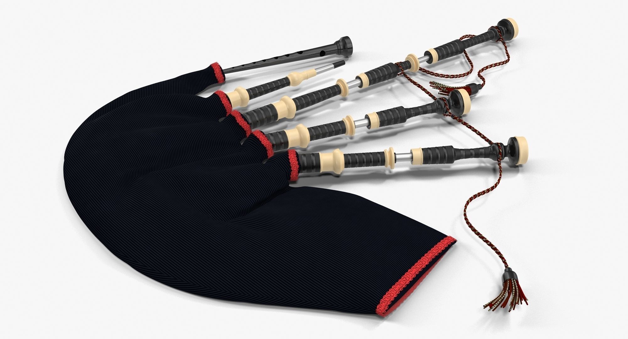Bagpipes Velvet Black Low-poly 3D model_3