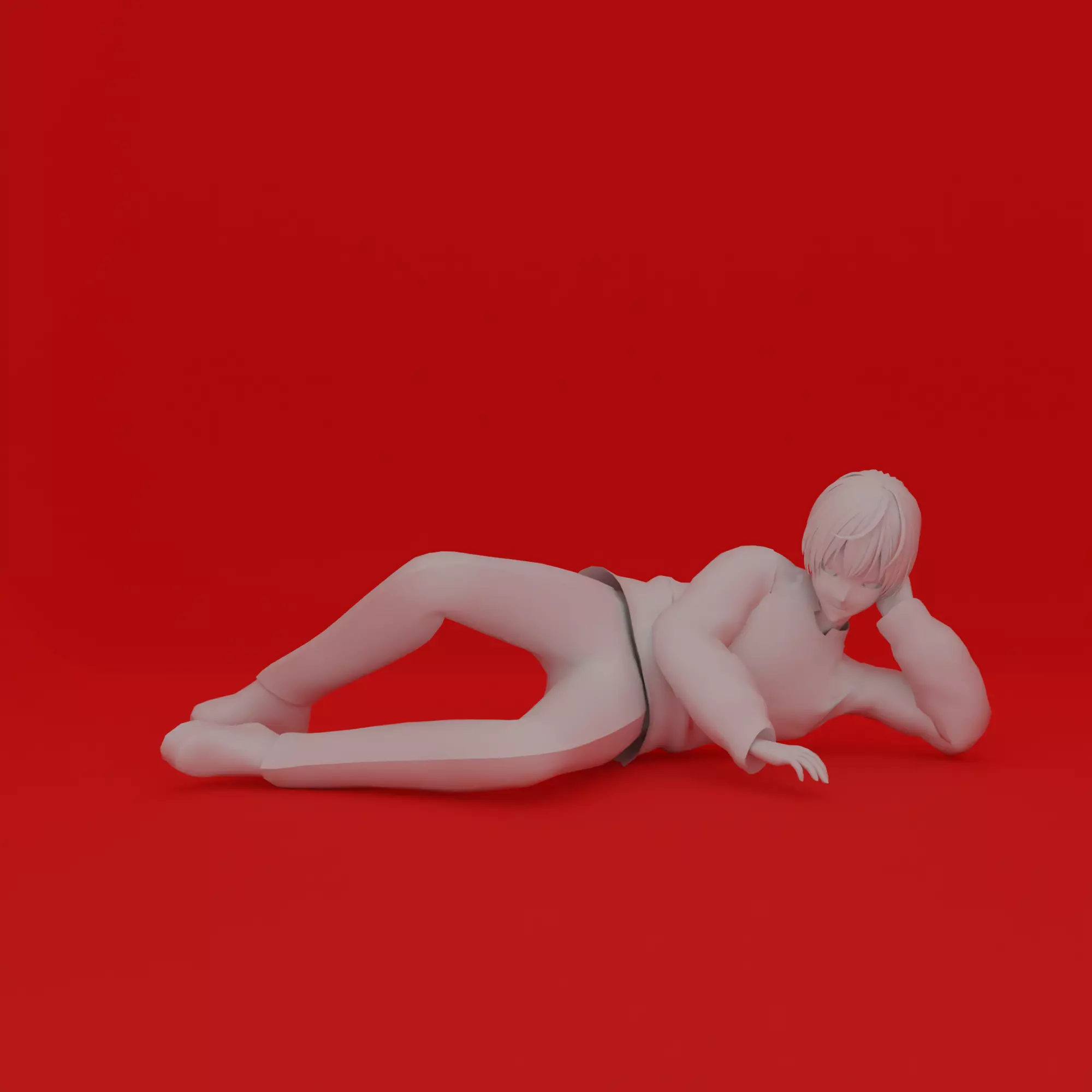 Cartoon Man Lying Pose 3D print model_0