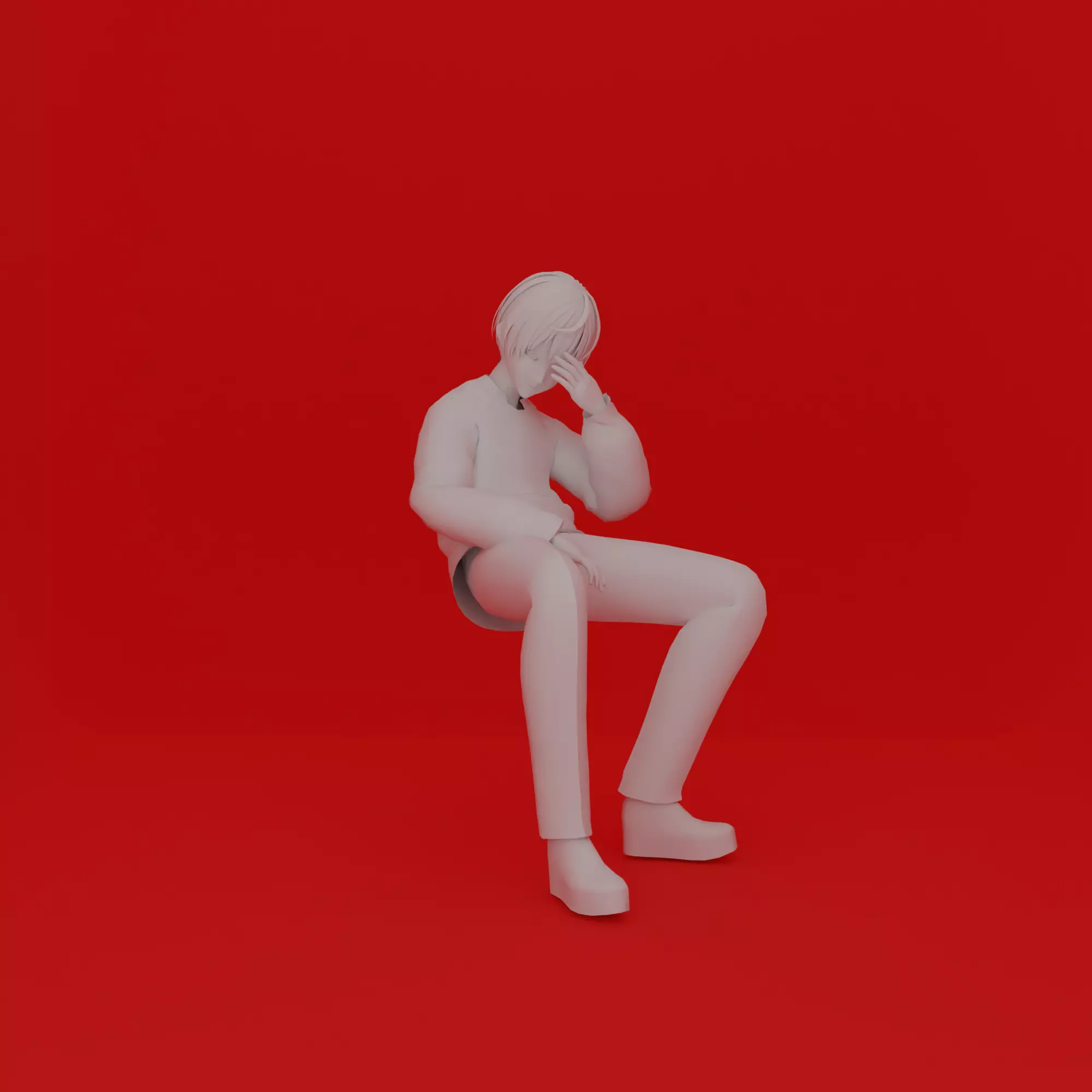 Cartoon Man Sit Pose 3D print model_0