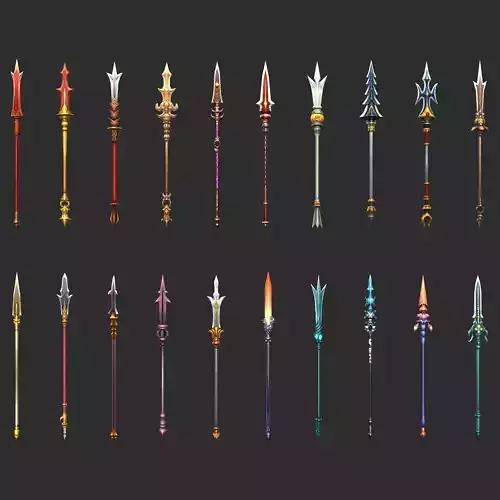 Fantasy Spear Weapon Pack Low-poly 3D model