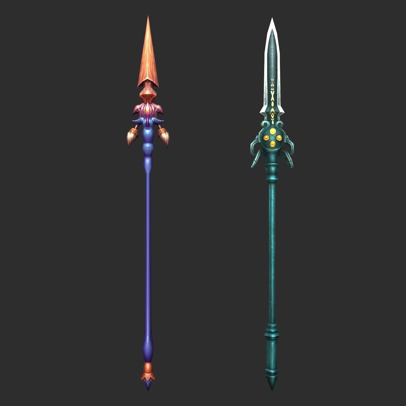 Fantasy Spear Weapon Pack Low-poly 3D model_10