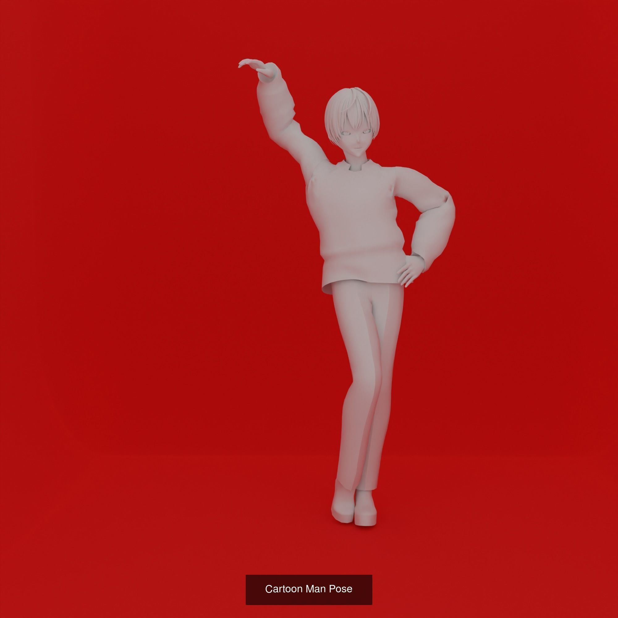Cartoon Man Pose Mega Pack 50 printing model 3D Model Collection_31