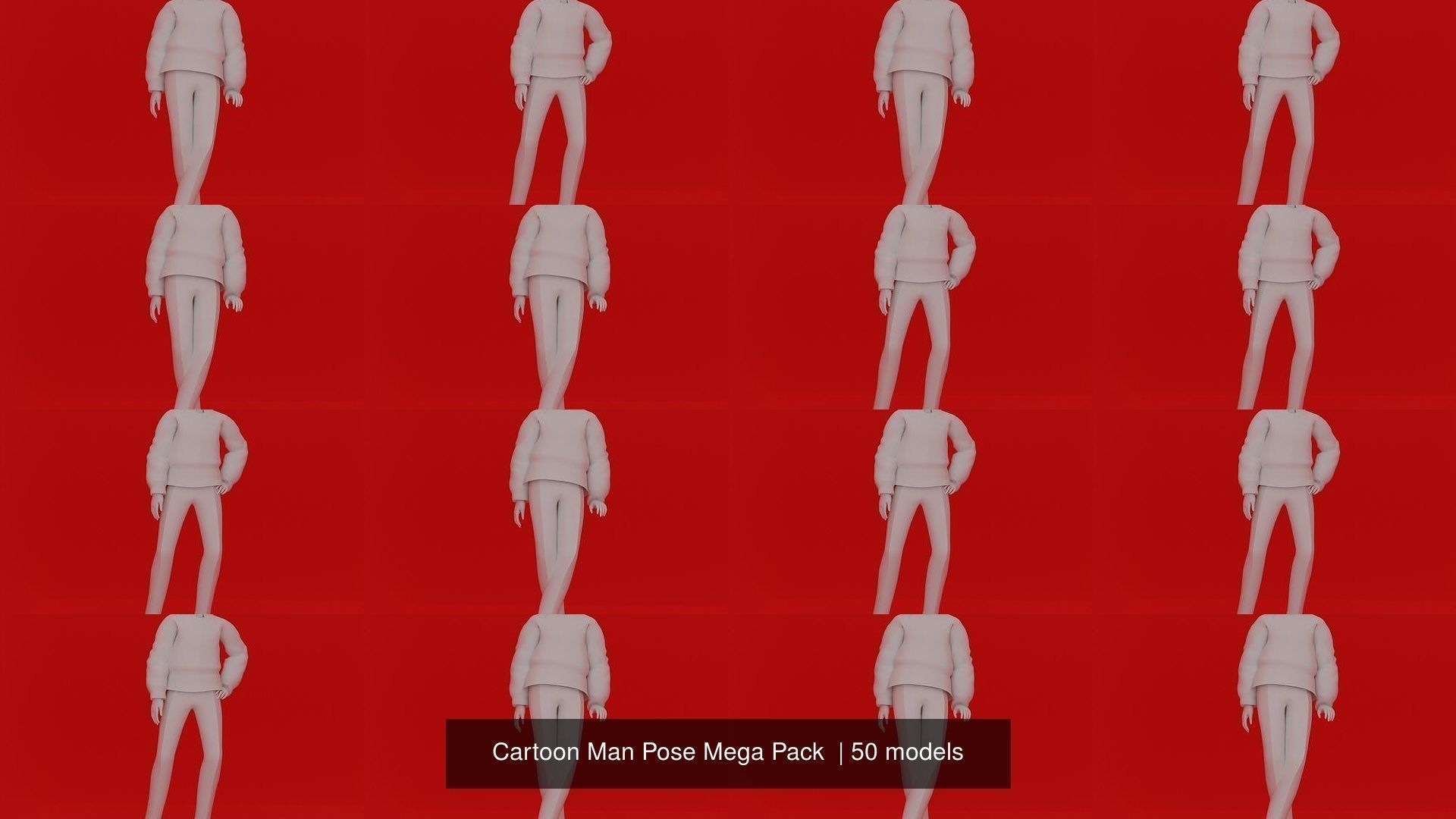Cartoon Man Pose Mega Pack 50 printing model 3D Model Collection_9