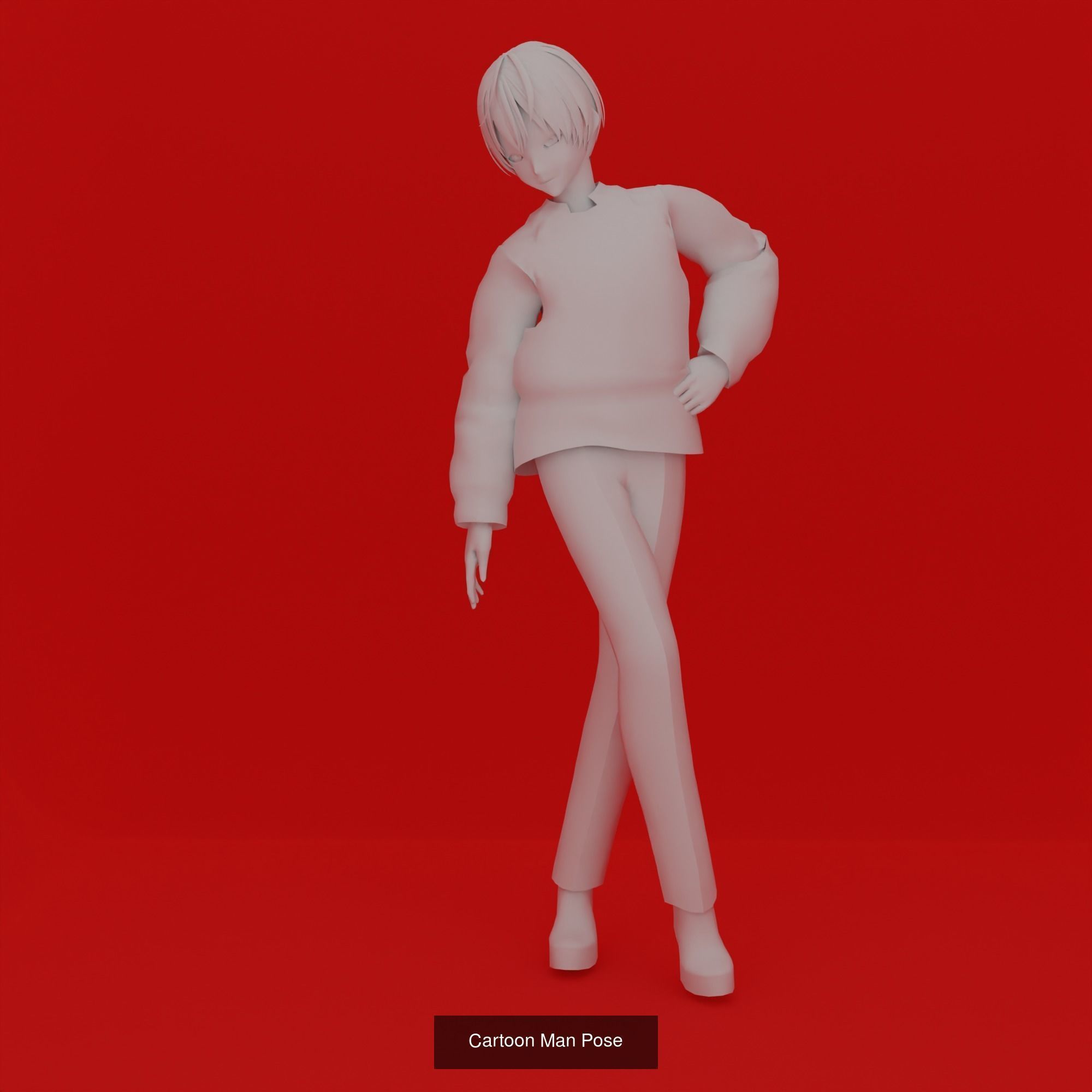 Cartoon Man Pose Mega Pack 50 printing model 3D Model Collection_32