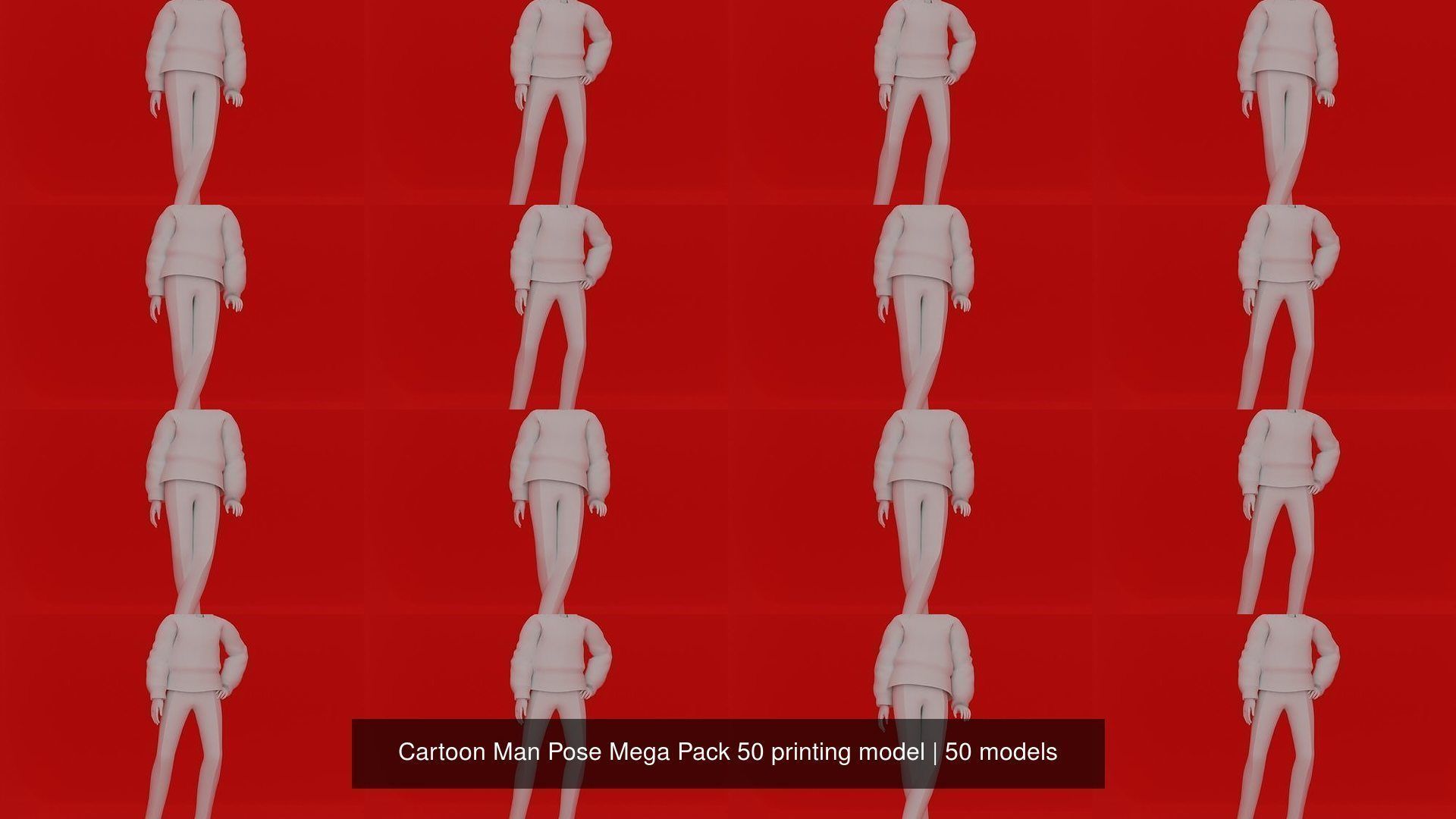 Cartoon Man Pose Mega Pack 50 printing model 3D Model Collection_6