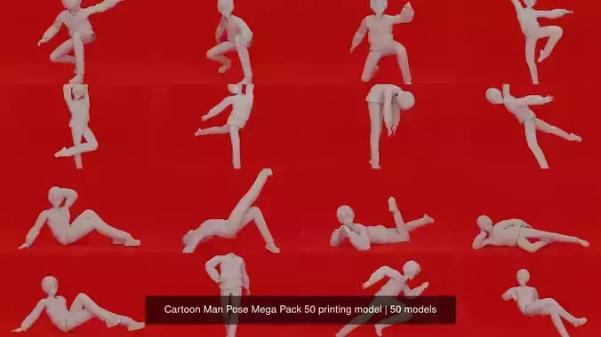 Cartoon Man Pose Mega Pack 50 printing model