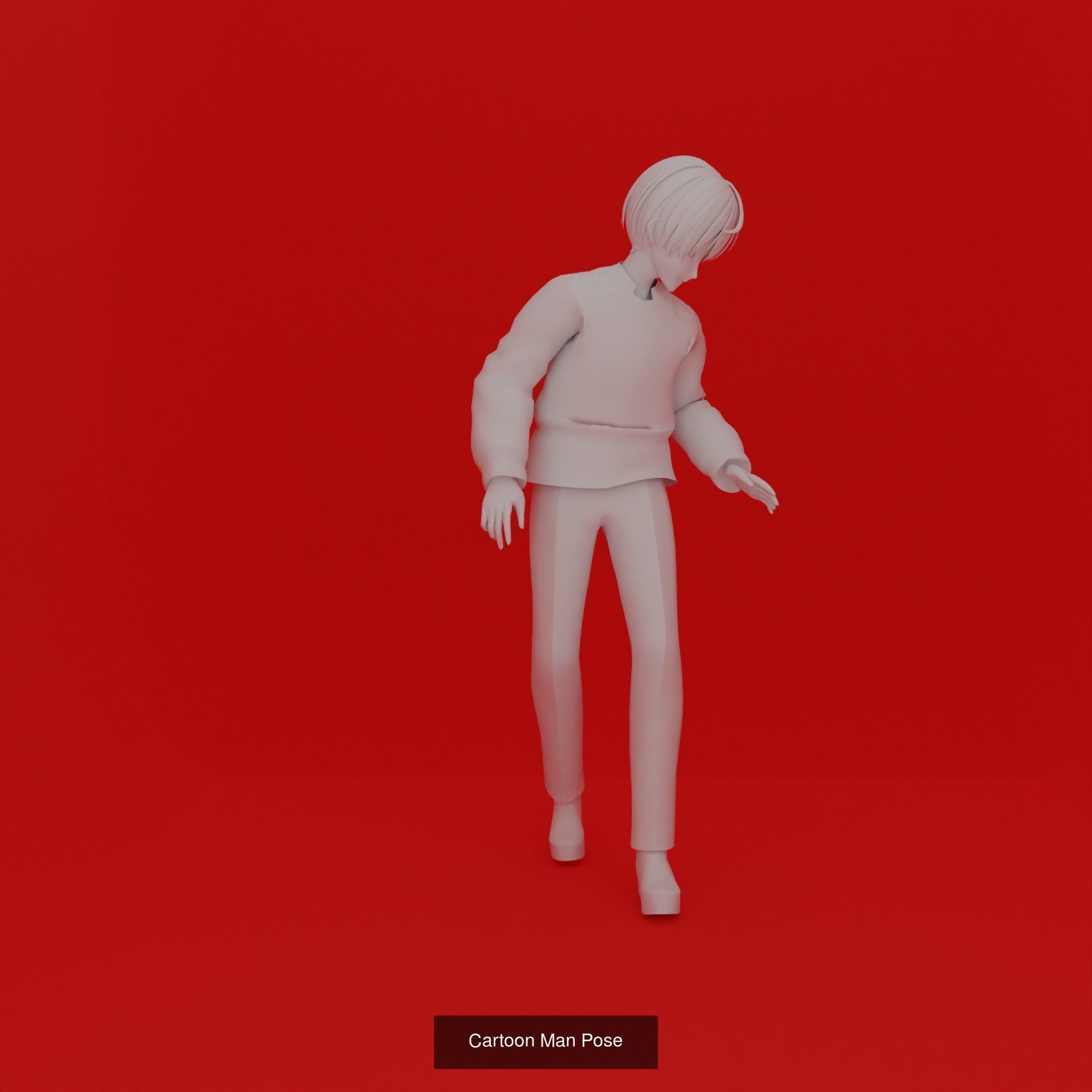 Cartoon Man Pose Mega Pack 50 printing model 3D Model Collection_48