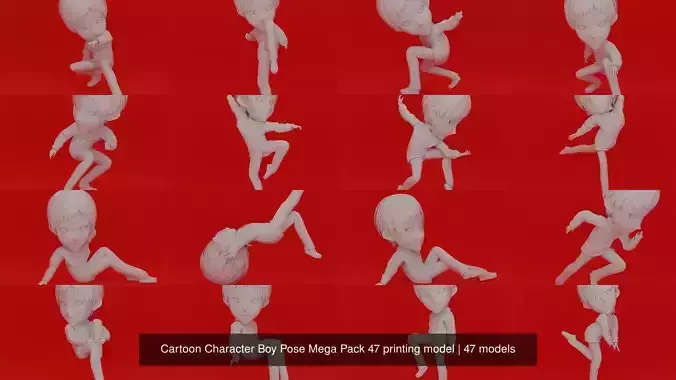 Cartoon Character Boy Pose Mega Pack 47 printing model