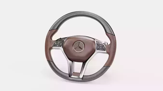 3d Steering Wheel With Dark Red Cover 3D model