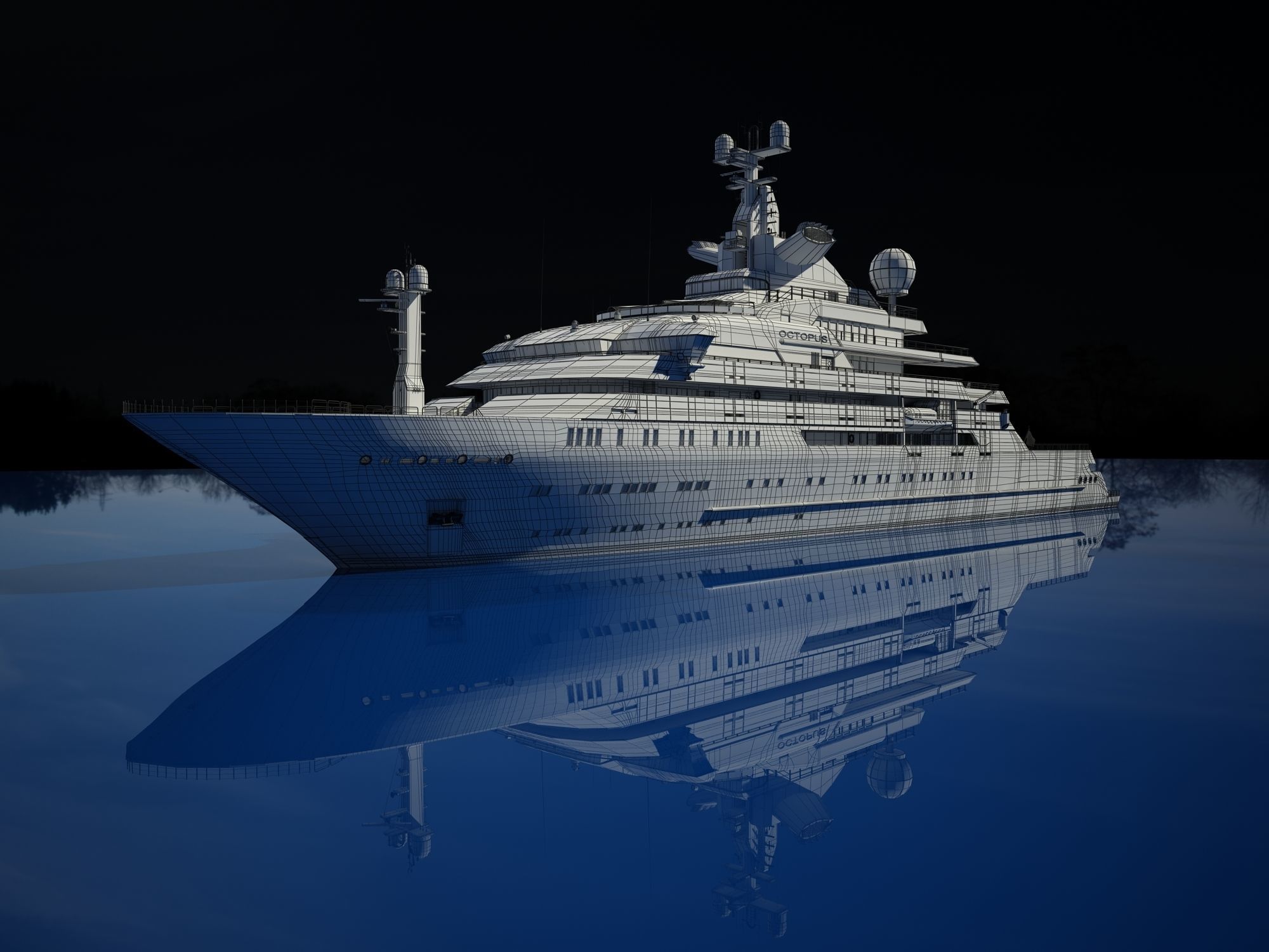Octopus Yacht Low-poly 3D model_3