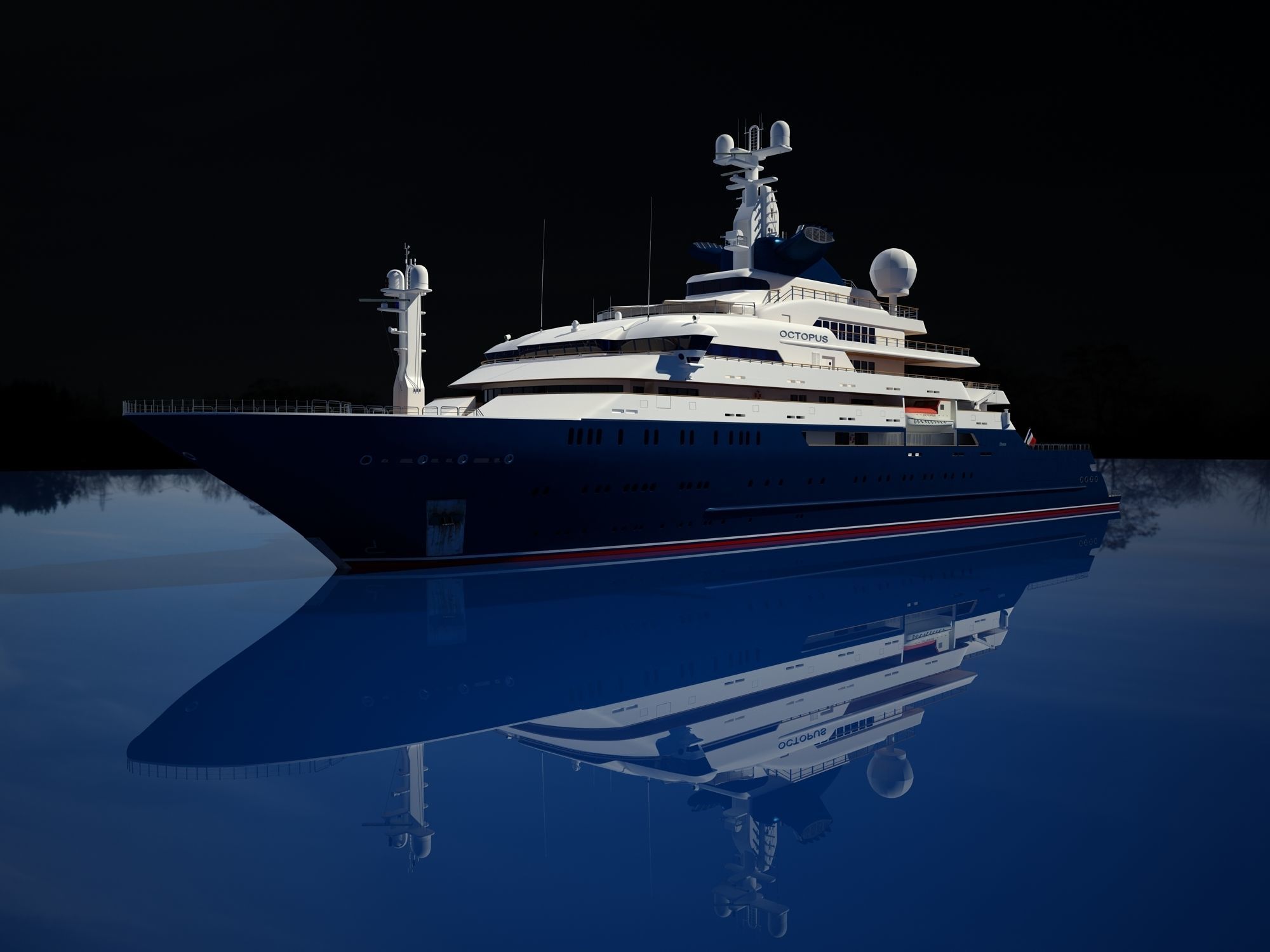 Octopus Yacht Low-poly 3D model_1