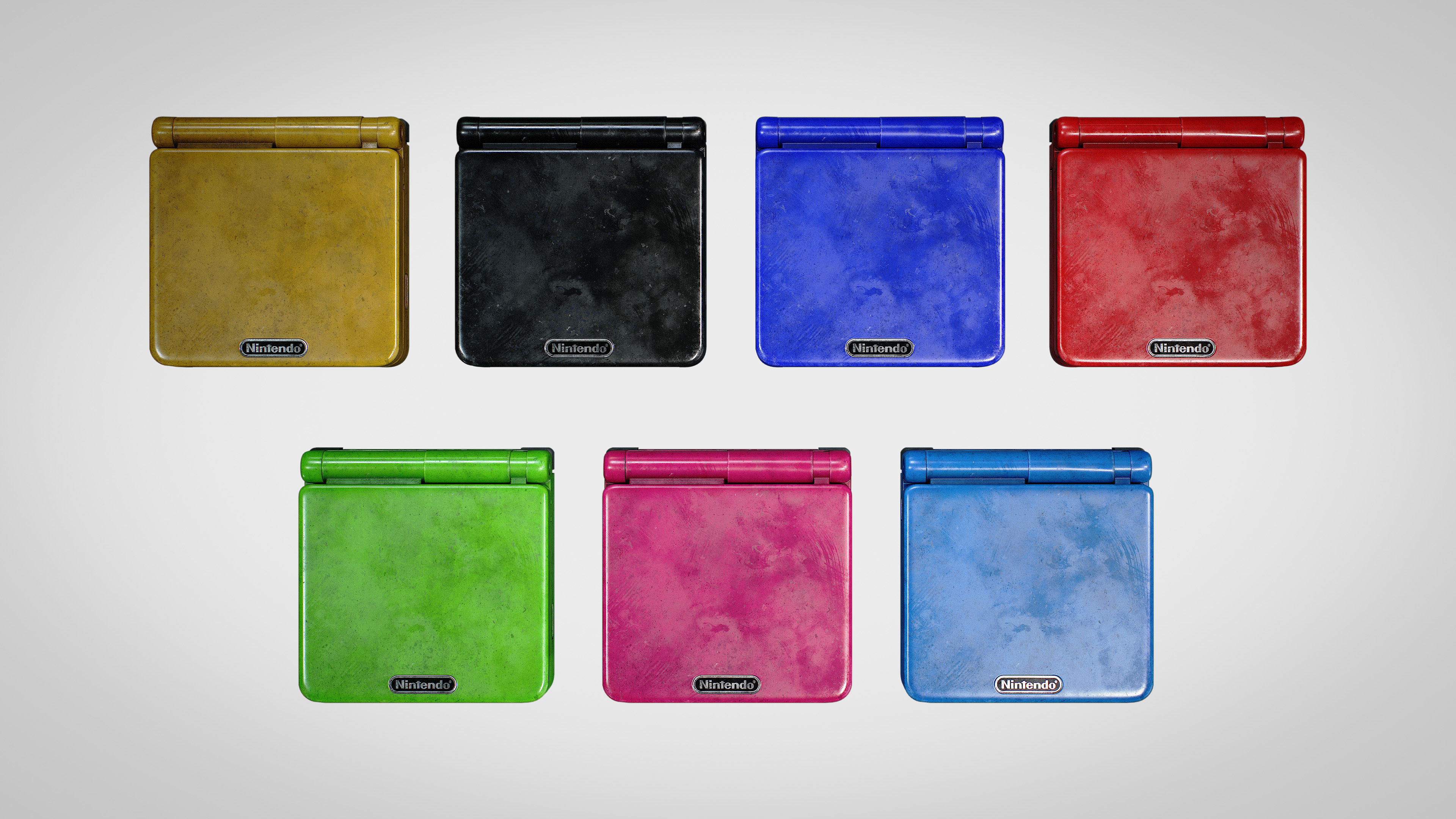 Gameboy Advance SP Bundle pack Low-poly 3D model_1