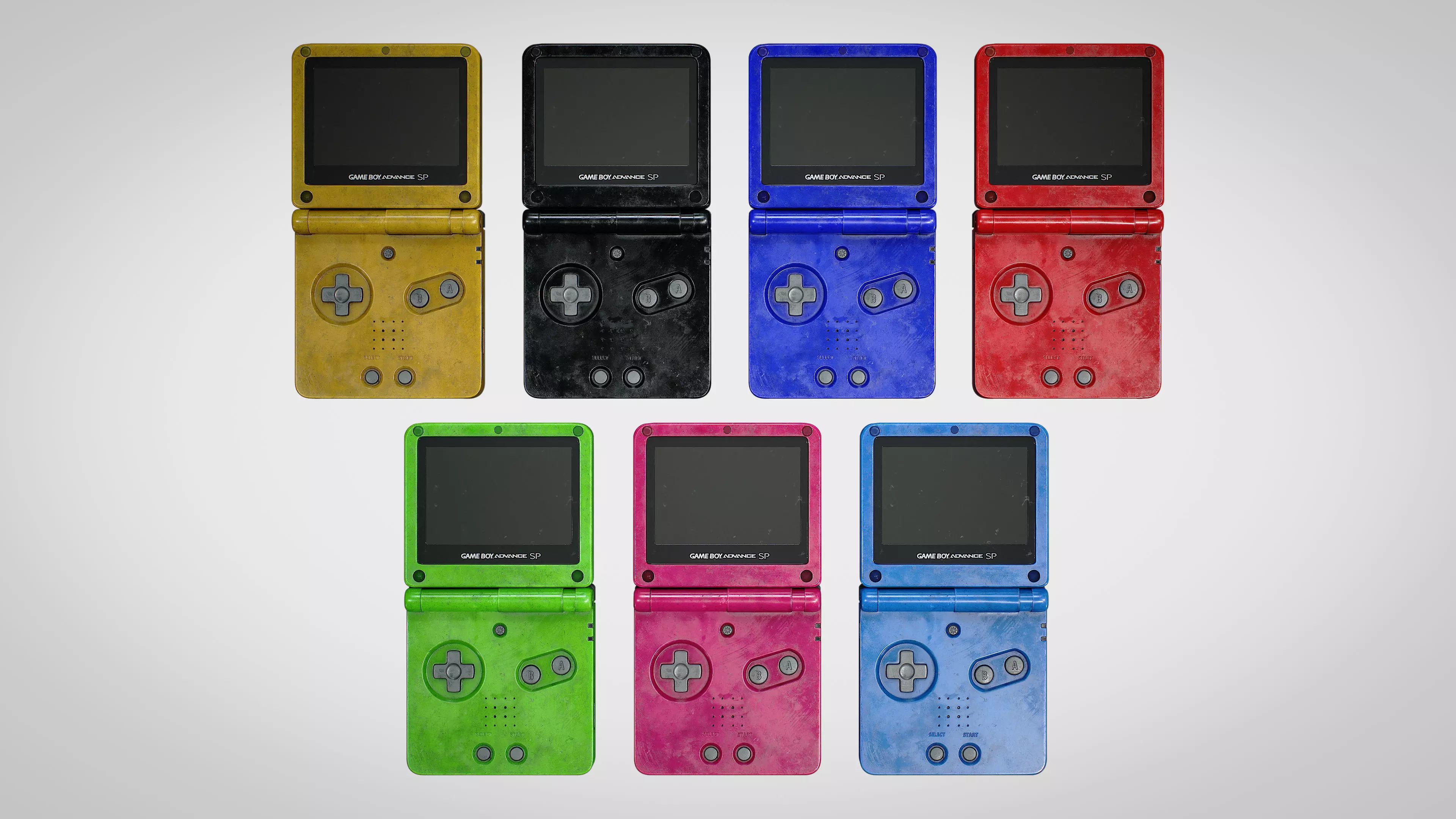 Gameboy Advance SP Bundle pack Low-poly 3D model_0